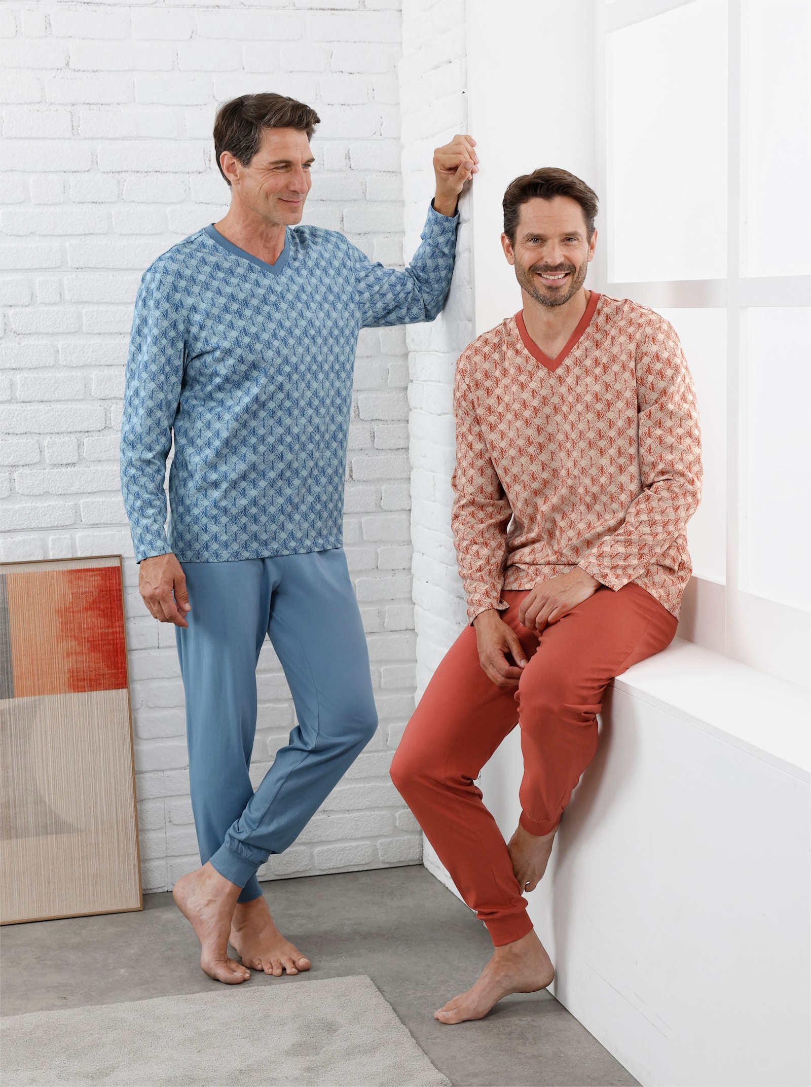 KINGsCLUB Schlafanzüge - mittelblau + rostrot