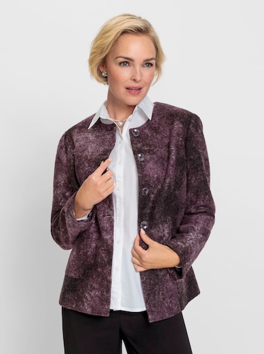 Bouclé-Blazer mit Woll-Anteil - aubergine-violett-meliert