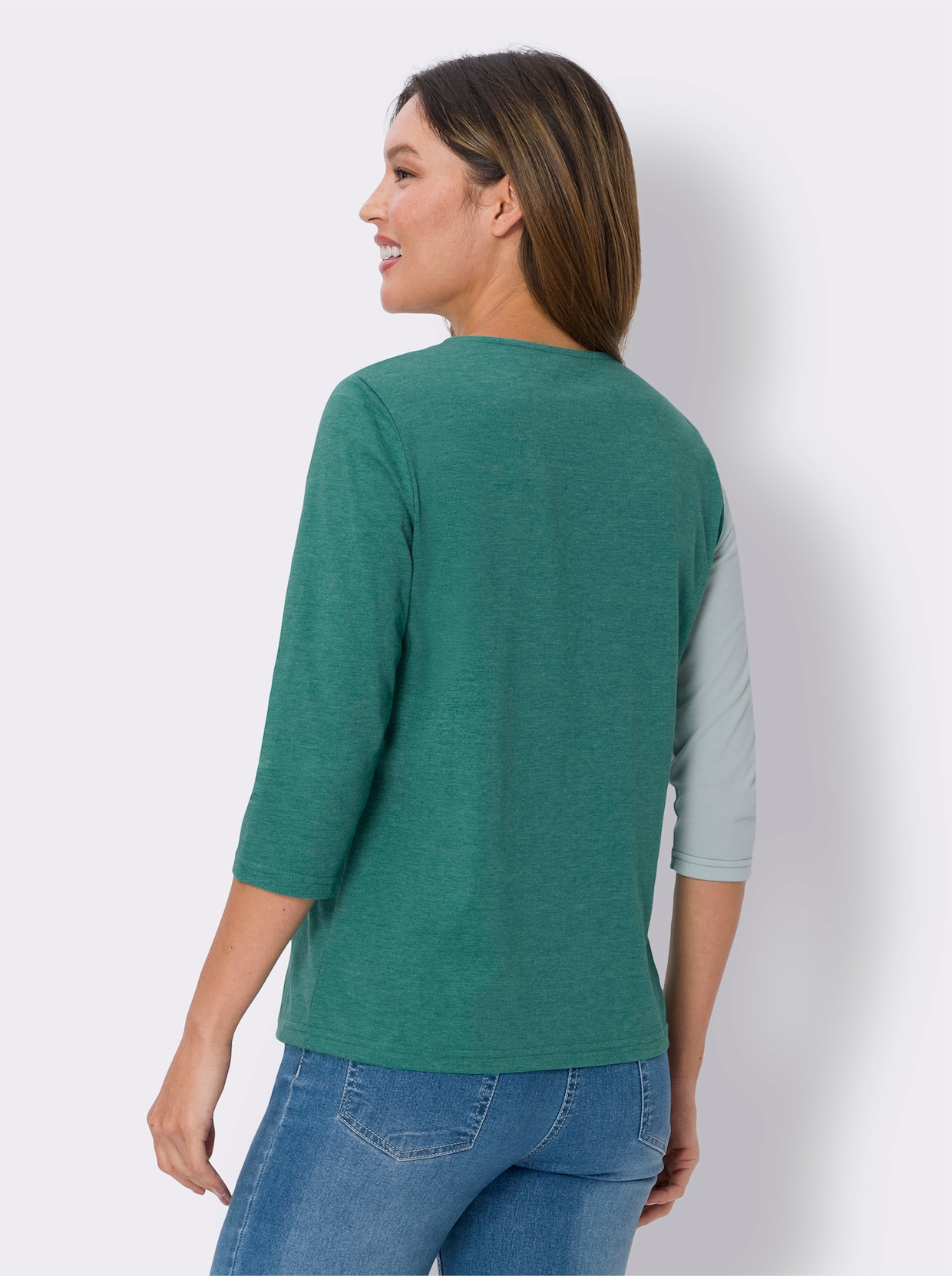 Tričko s 3/4 rukávmi - Vápen. mätová-smarag.