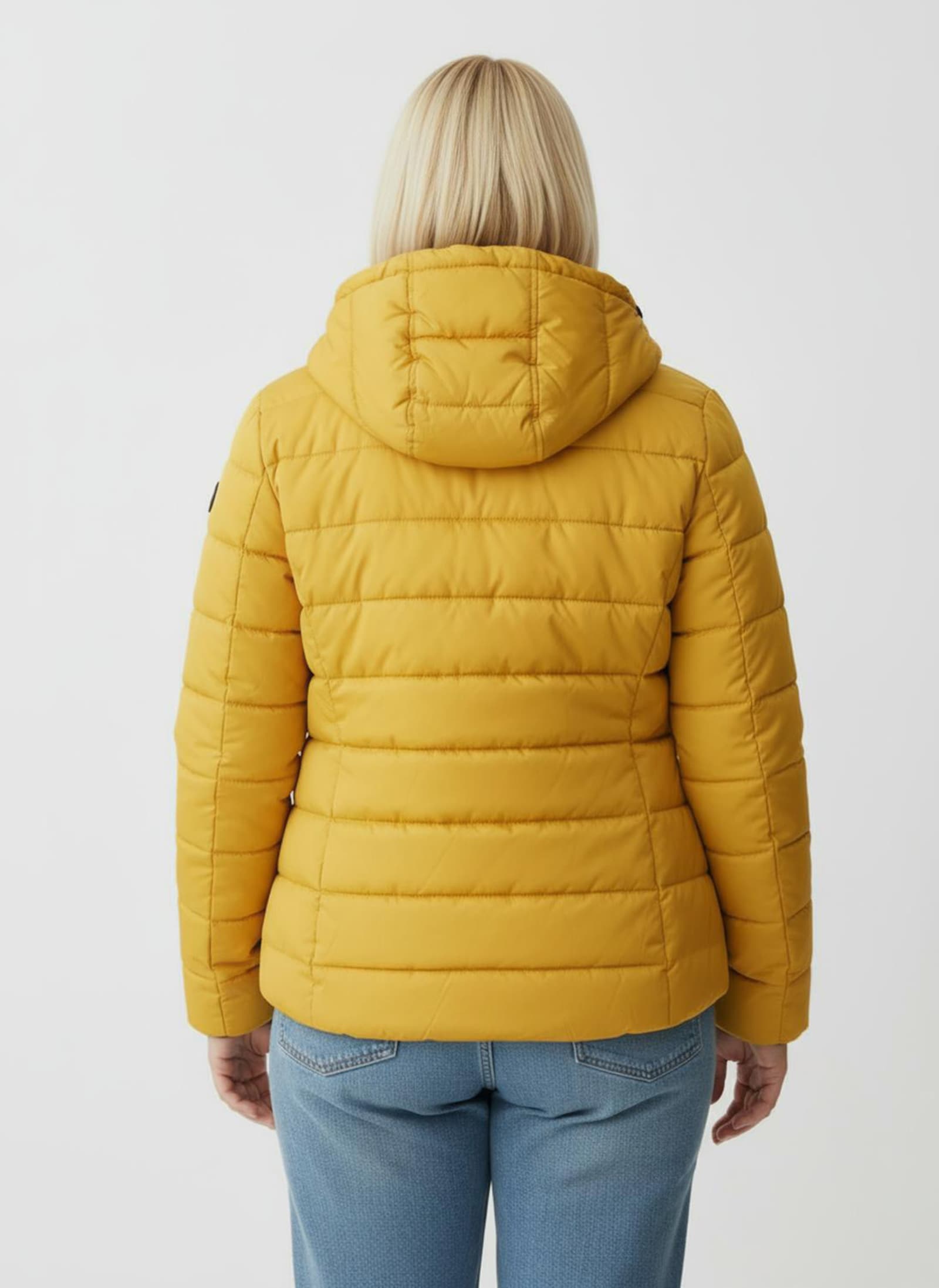 Steppjacke mit elastischer Kontrast-Paspelierung - ocker