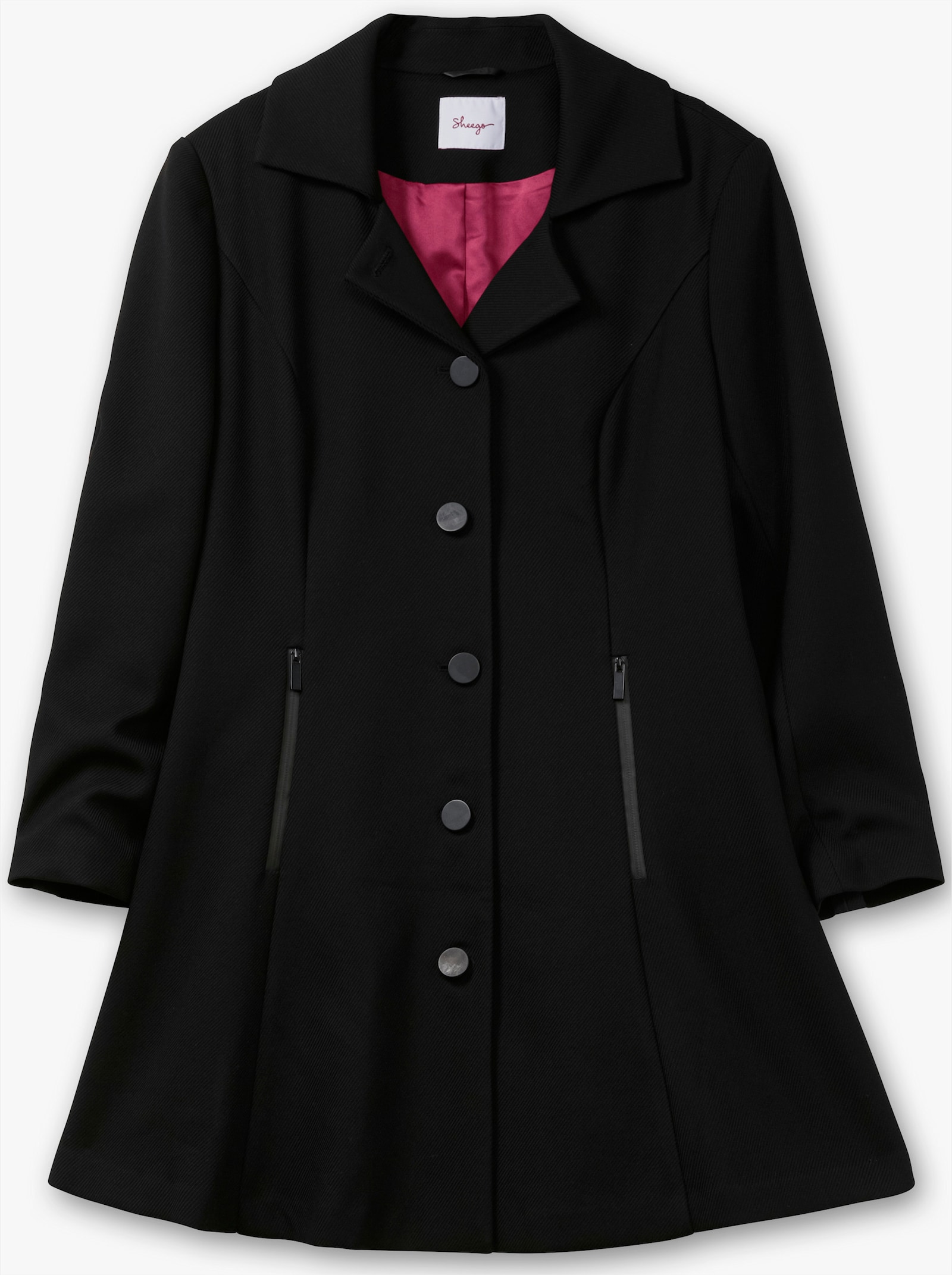 sheego Kurzmantel in ausgestellter Form - schwarz