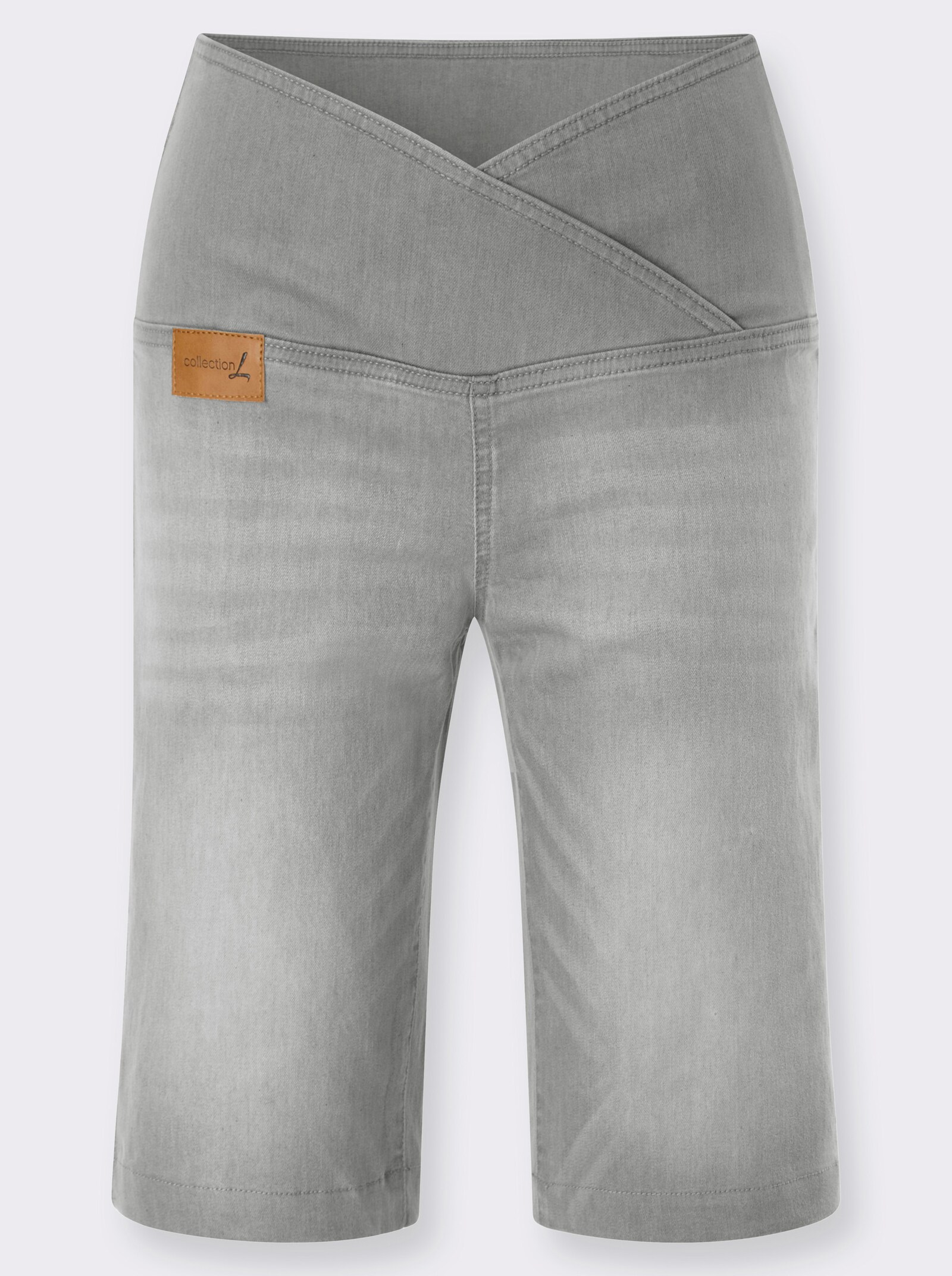 Jeansbermudas mit seitlichem Reißverschluss - light grey-denim