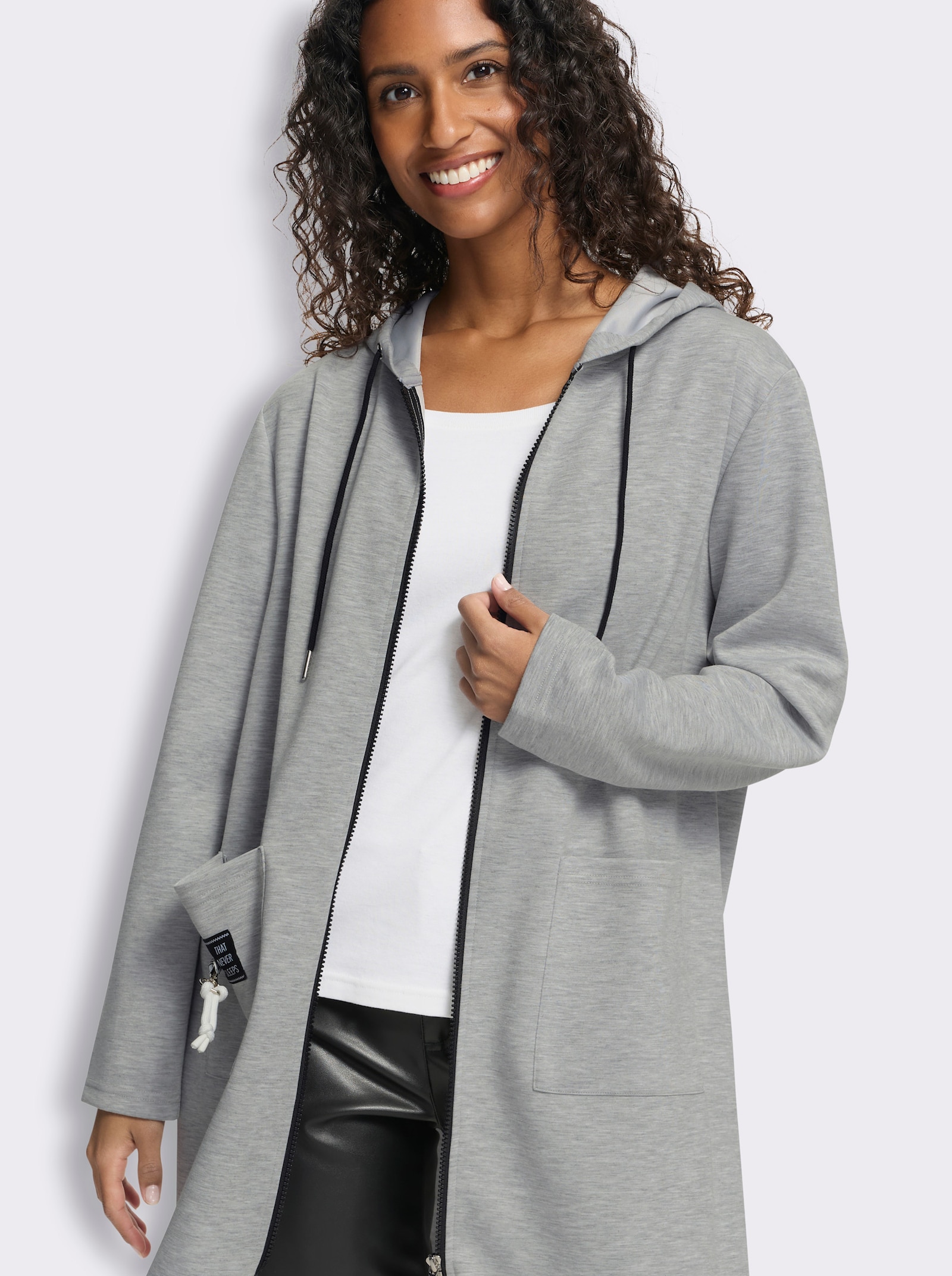heine Shirtjacke mit Patches - grau-meliert