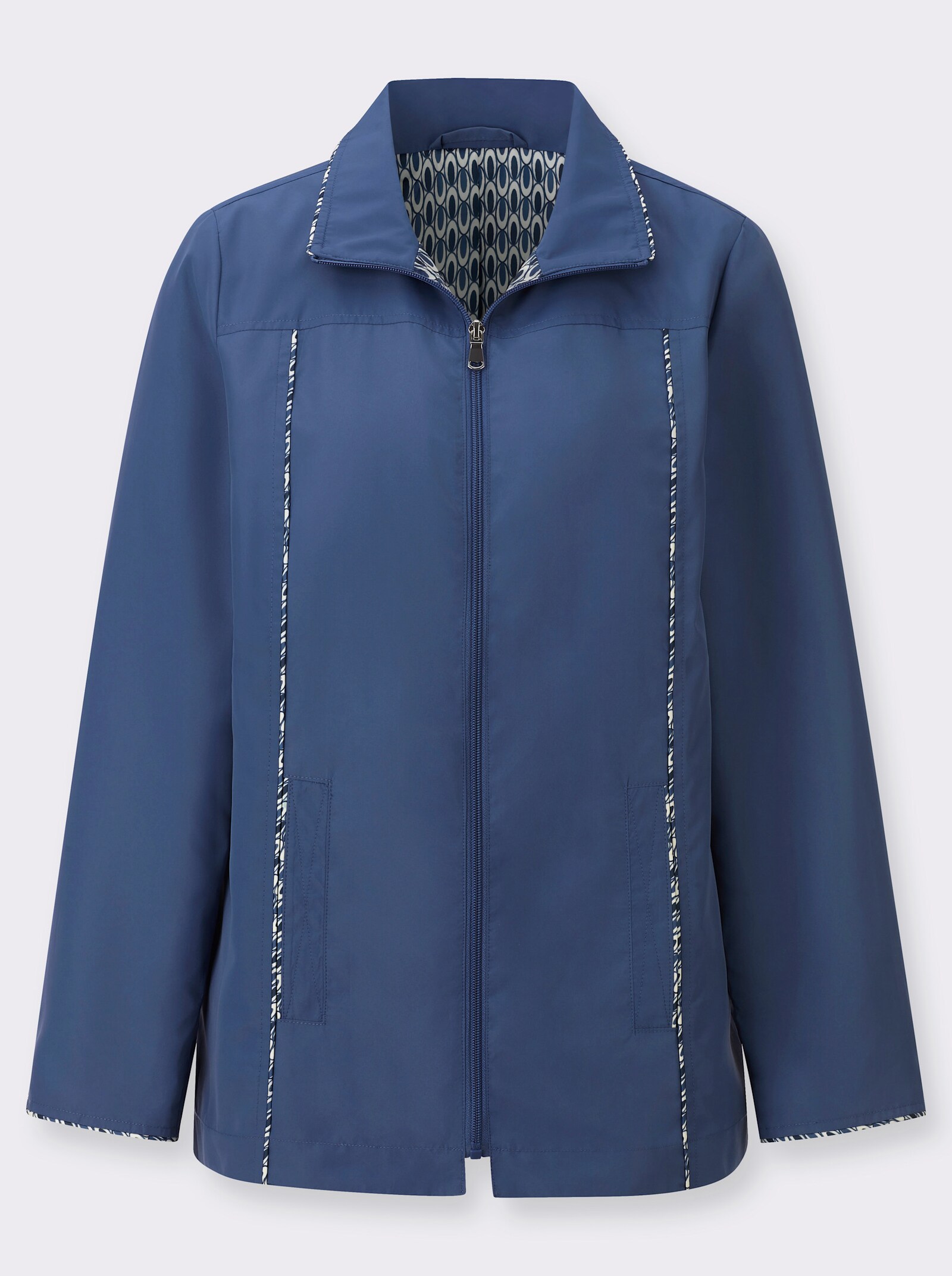 Übergangsjacke mit Cord-Paspelierungen - jeansblau