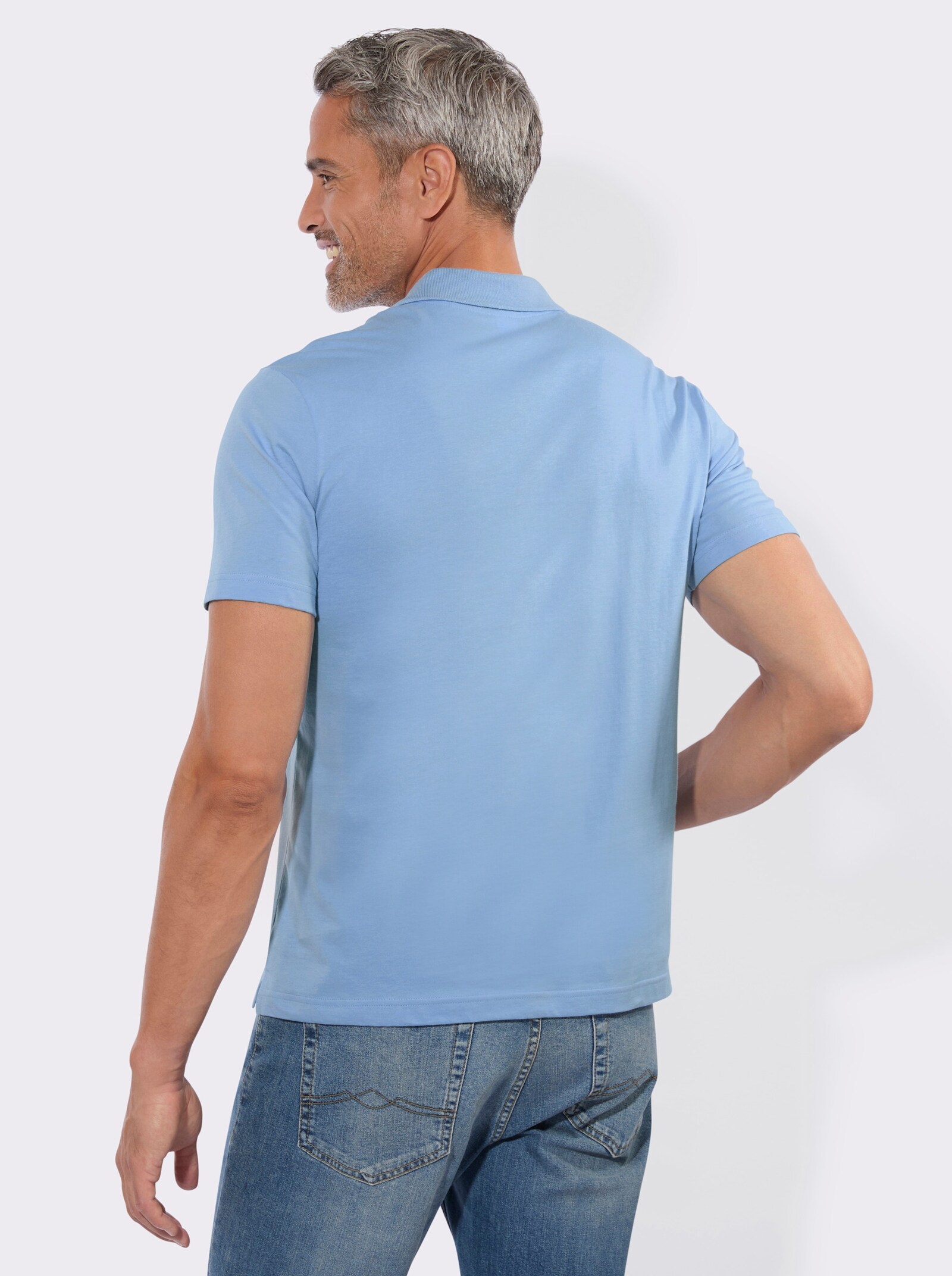 Poloshirt mit Druck-Motiv - himmelblau