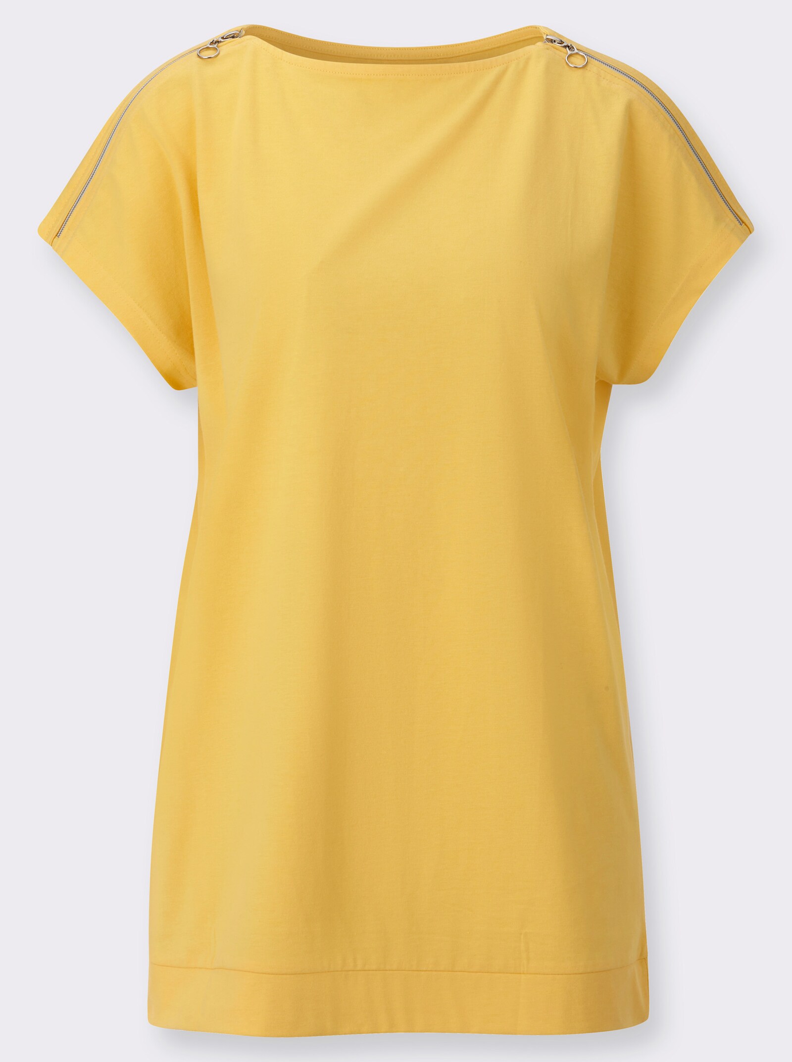 Longshirt mit U-Boot-Ausschnitt - gelb