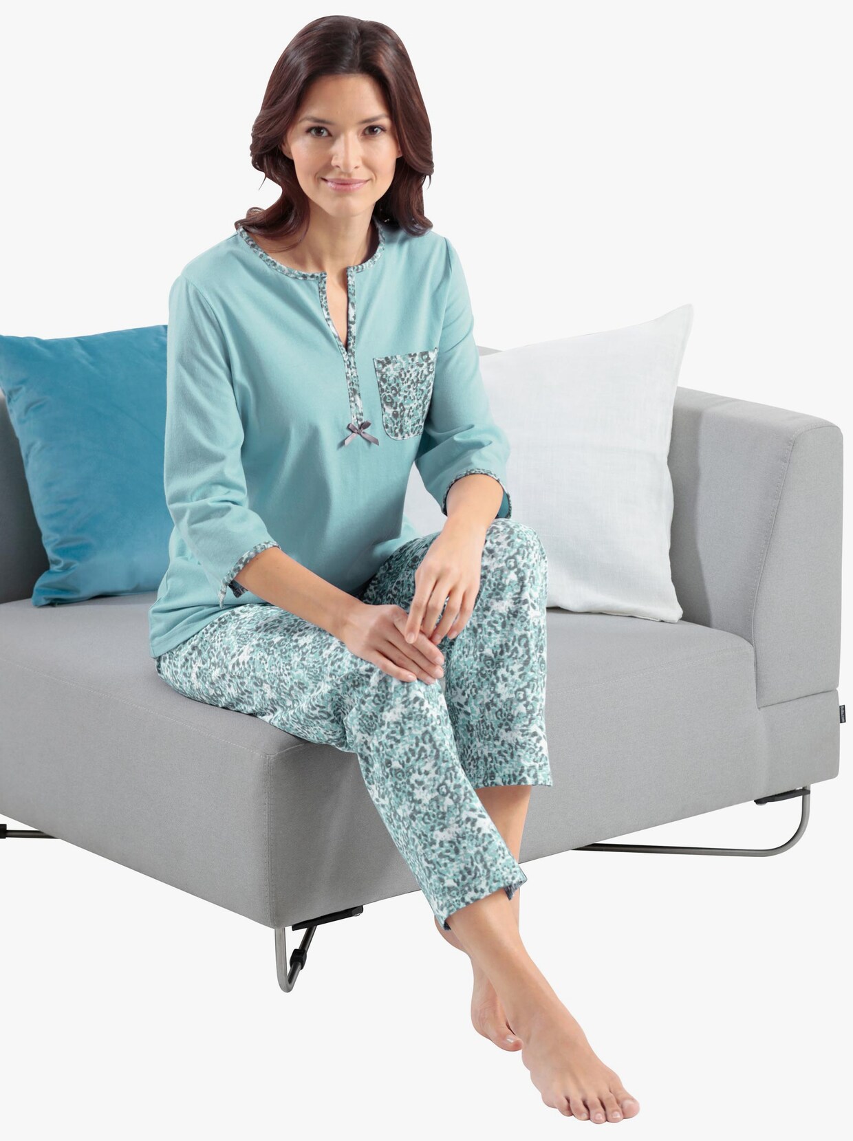 wäschepur Pyjama - mint/grijs bedrukt