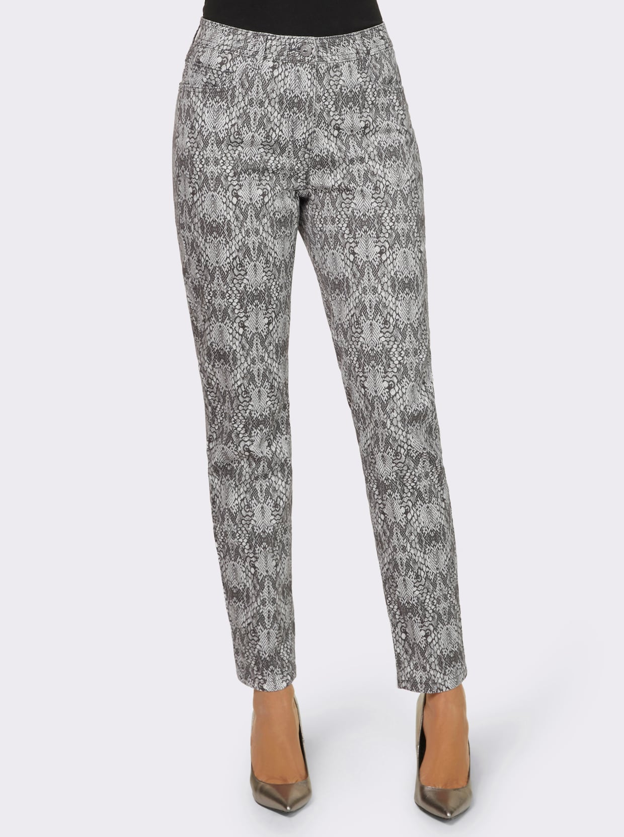 5-Pocket-Jeans - champagner-anthrazit-bedruckt