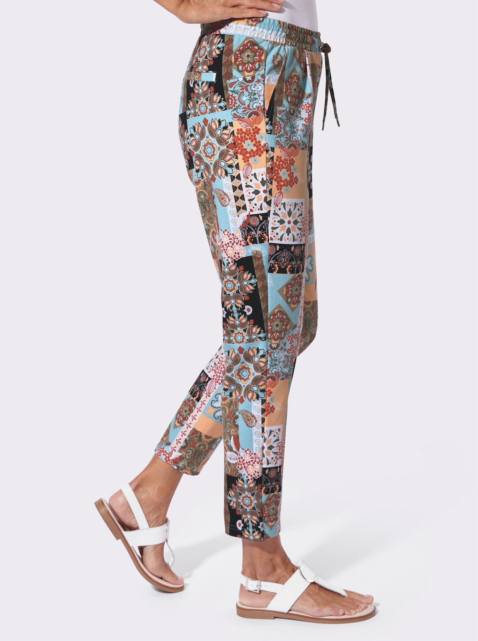 Jogg Pants im Muster-Mix - mint-apricot-gemustert