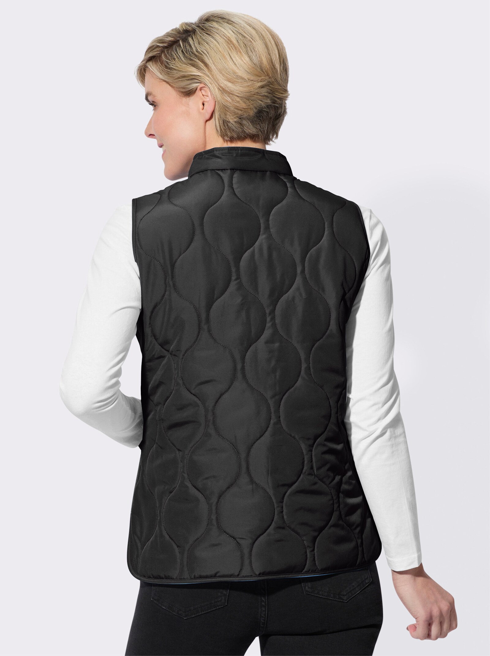 Steppweste wellenförmige Steppung - schwarz