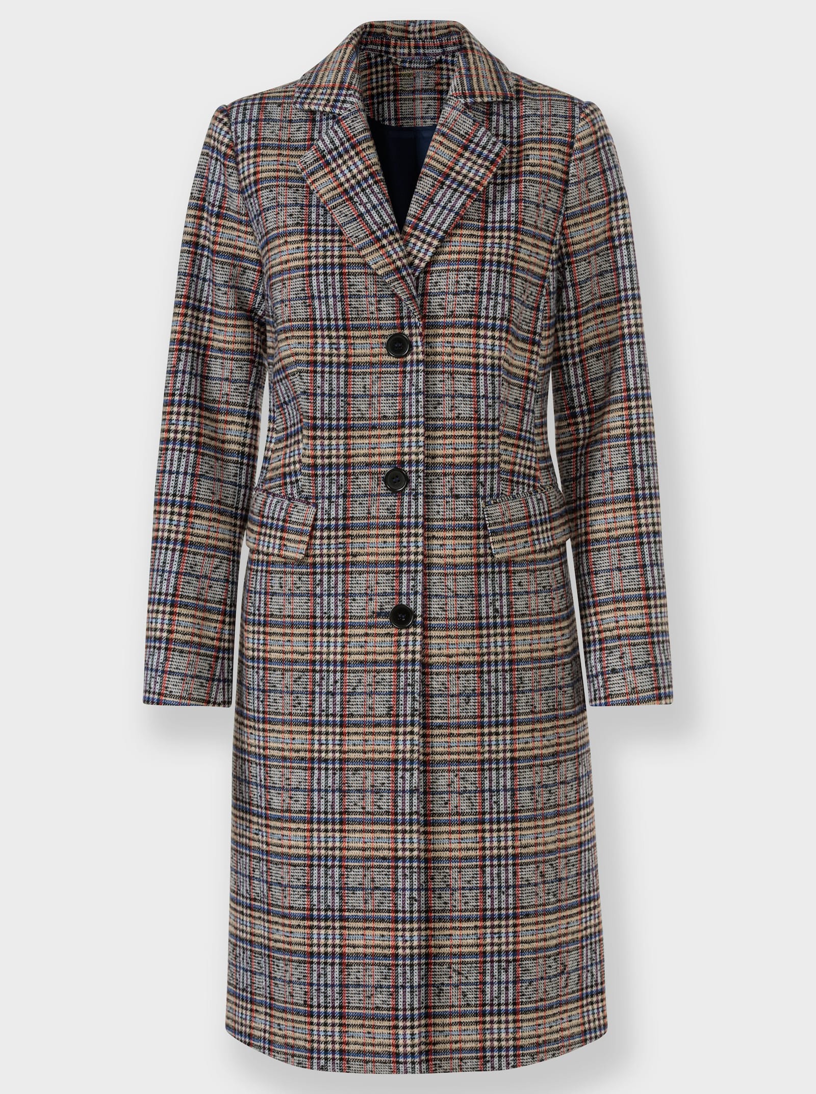 heine Wintermantel mit Schulterpolstern - sand-traube-kariert