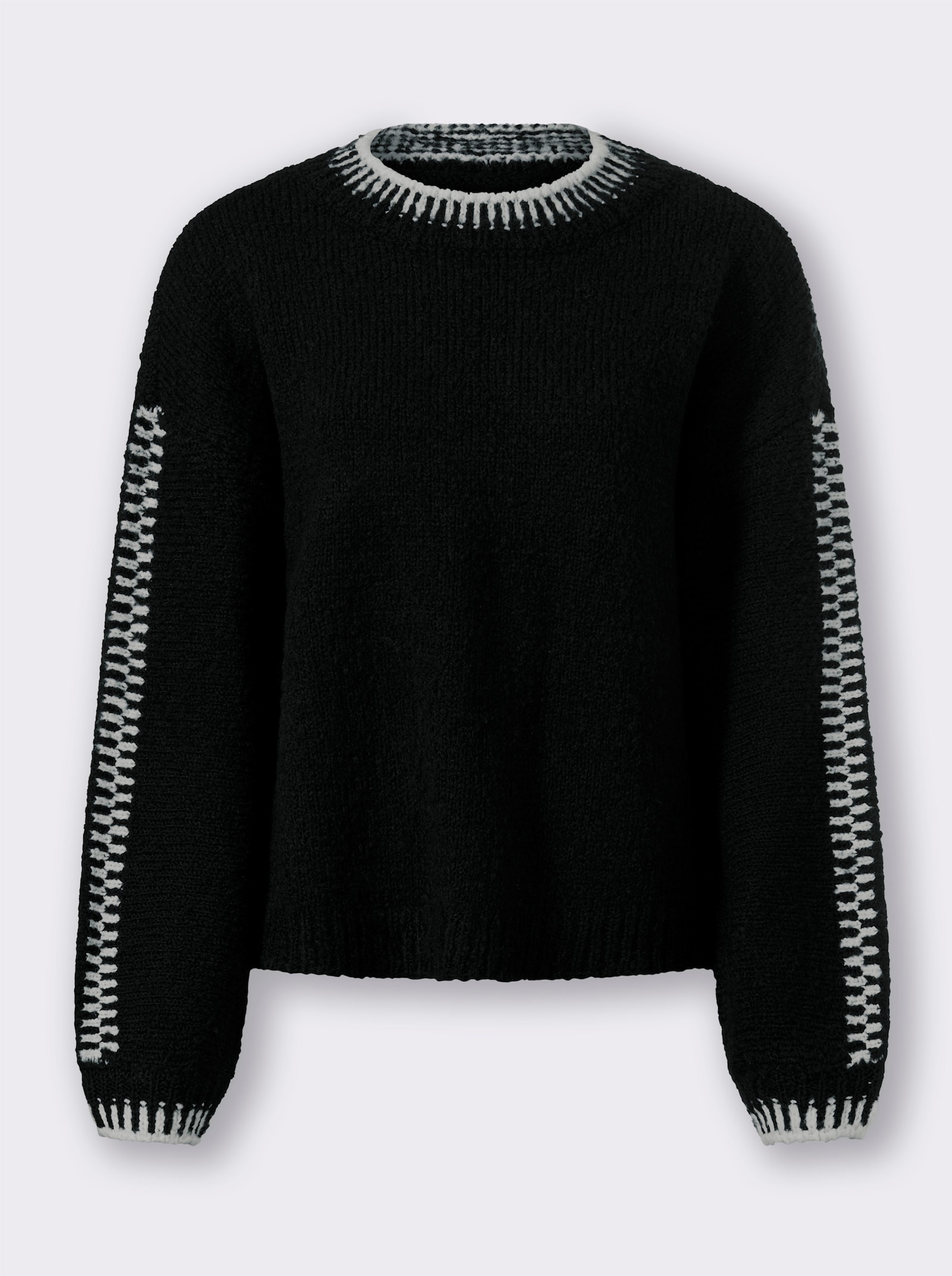 heine Strickpullover mit Kontrast-Details - schwarz