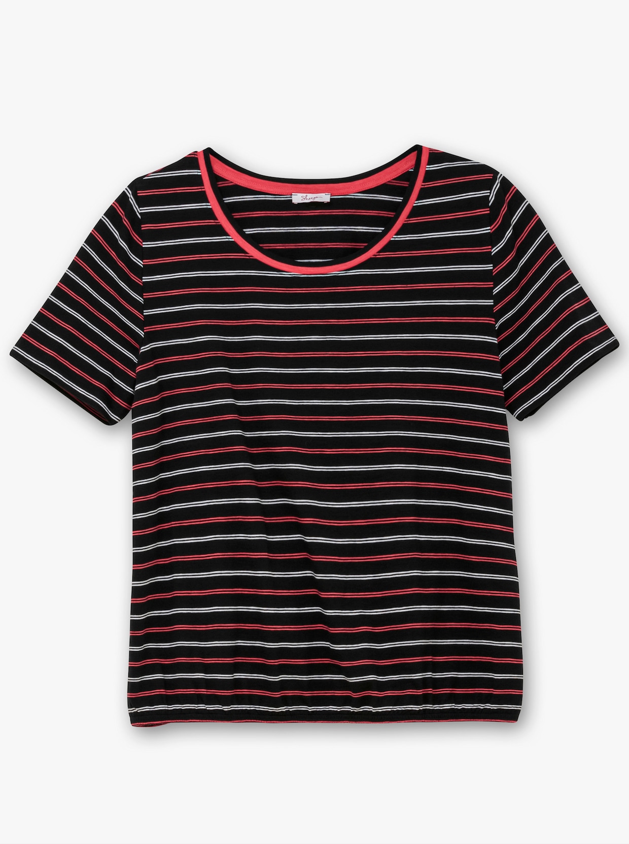 sheego Shirt met ronde hals - zwart gestreept