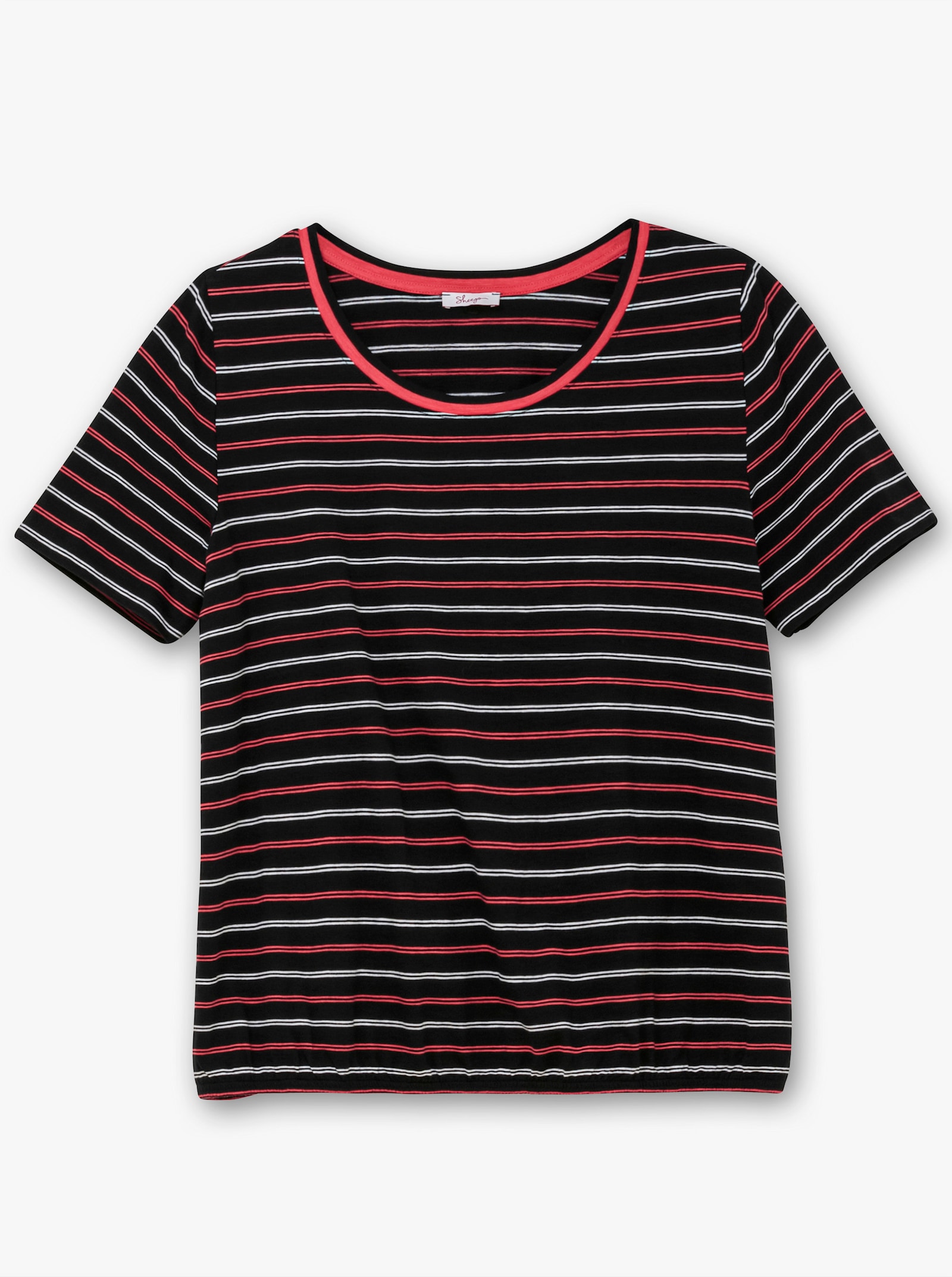 sheego Gestreept shirt met elastische band - zwart gestreept