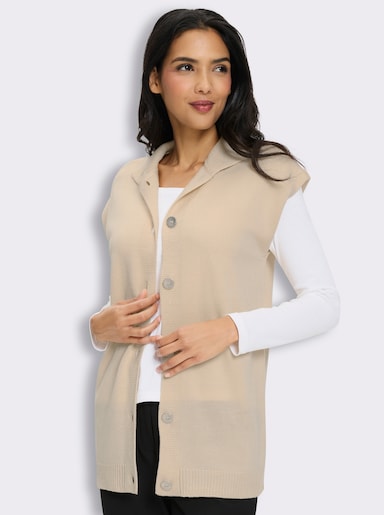 Longstrickjacke mit überschnittenen Schultern - elfenbein