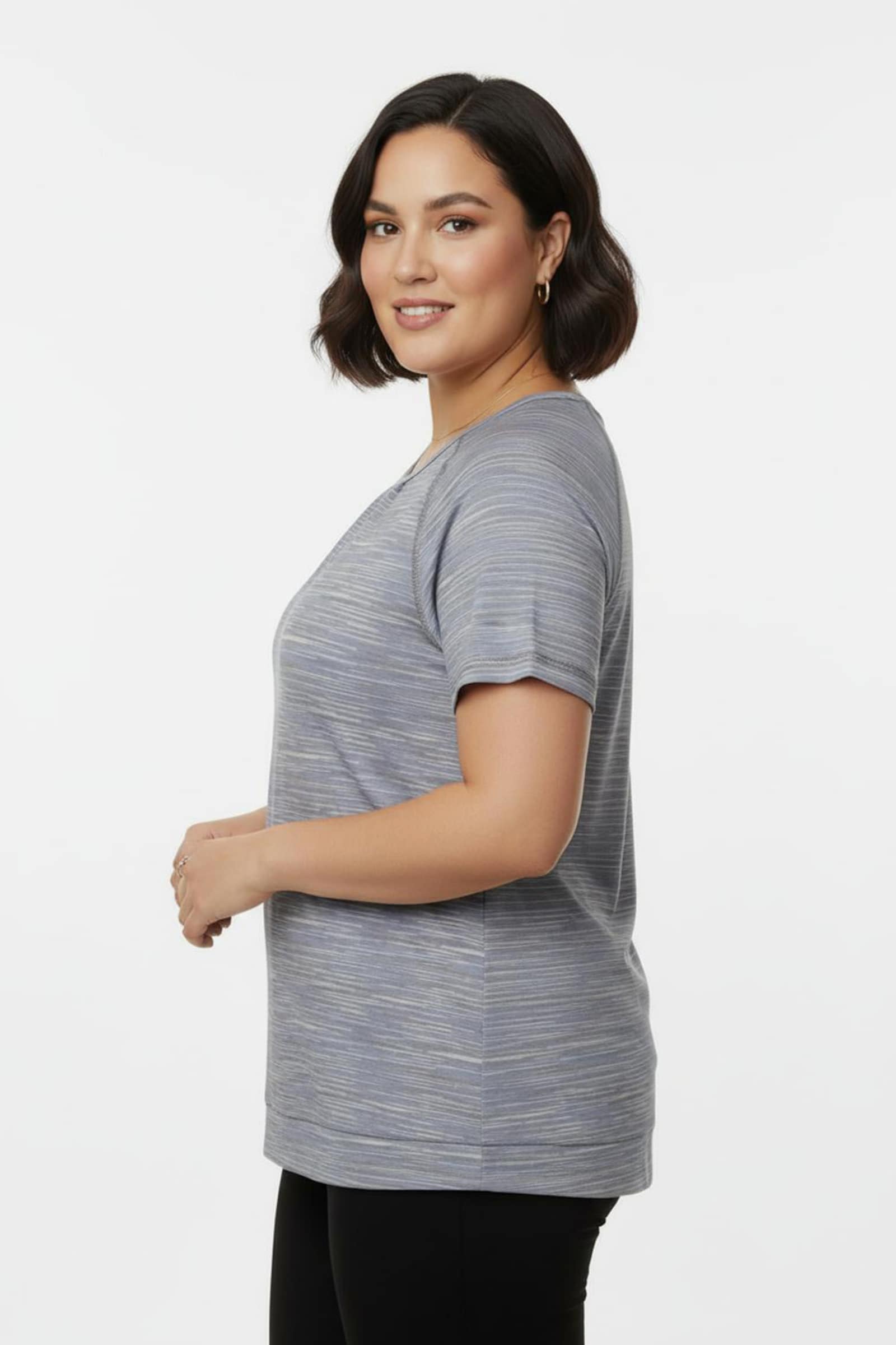 Catamaran Sports Funktionsshirt mit Raffungen - taubenblau-meliert