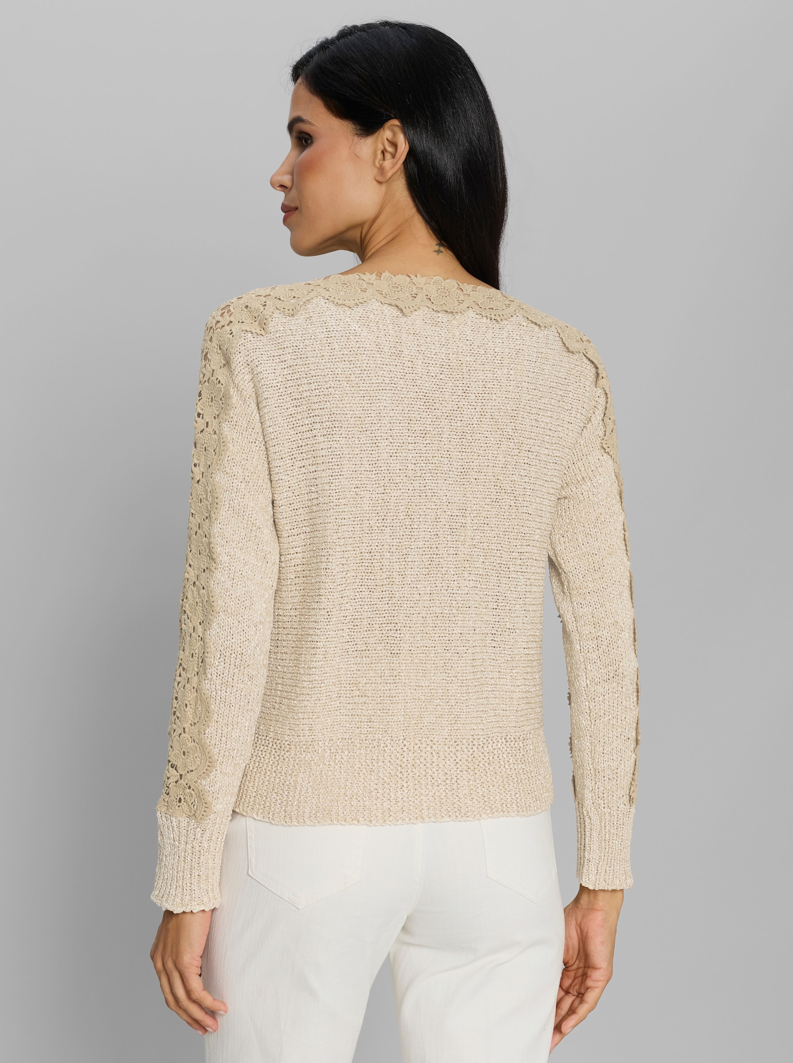 heine Langarm-Pullover aus Bändchengarn - sand