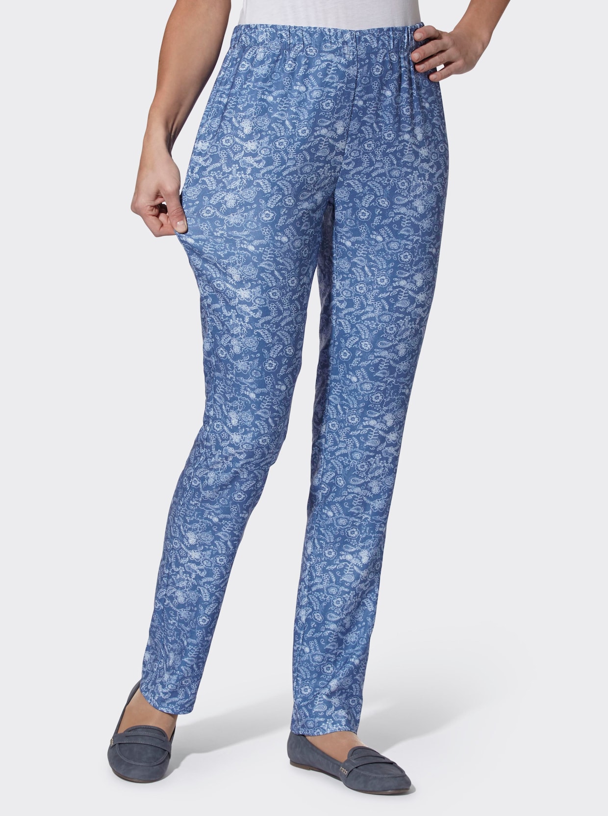 Bedrukte broek - marine + jeansblauw bedrukt