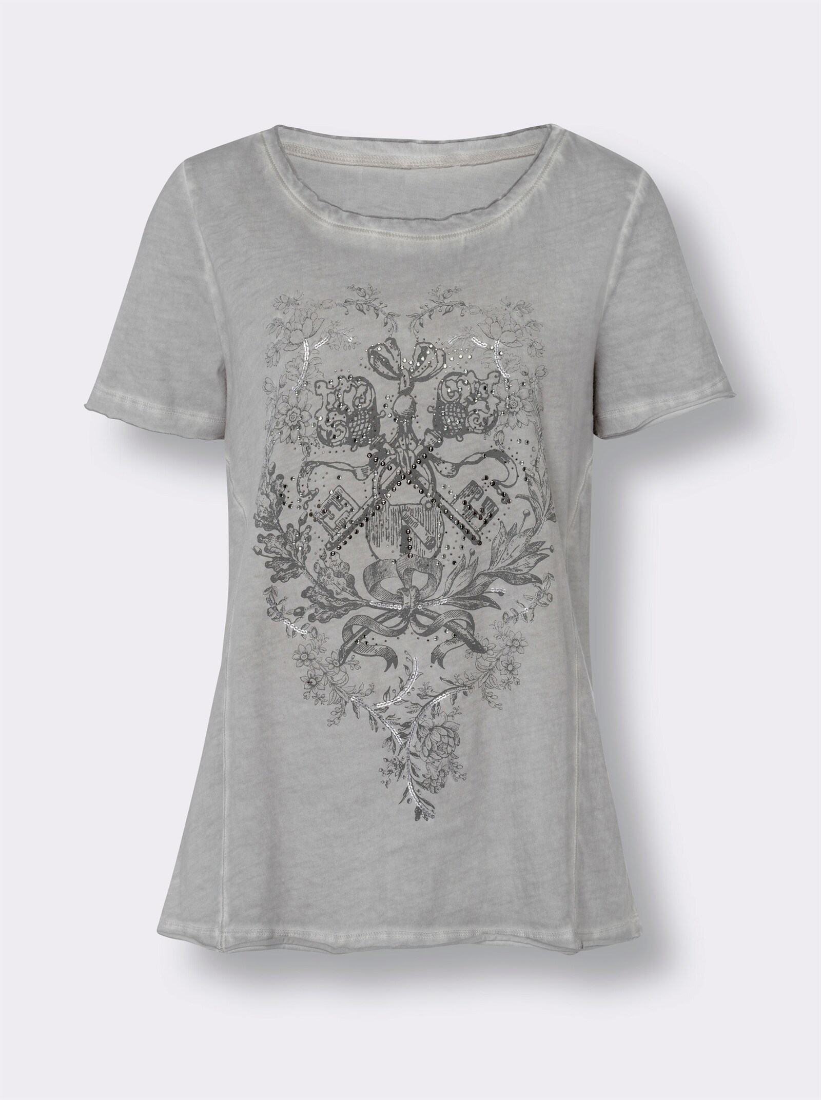 heine Kurzarmshirt in Oil-dyed-Waschung - hellgrau