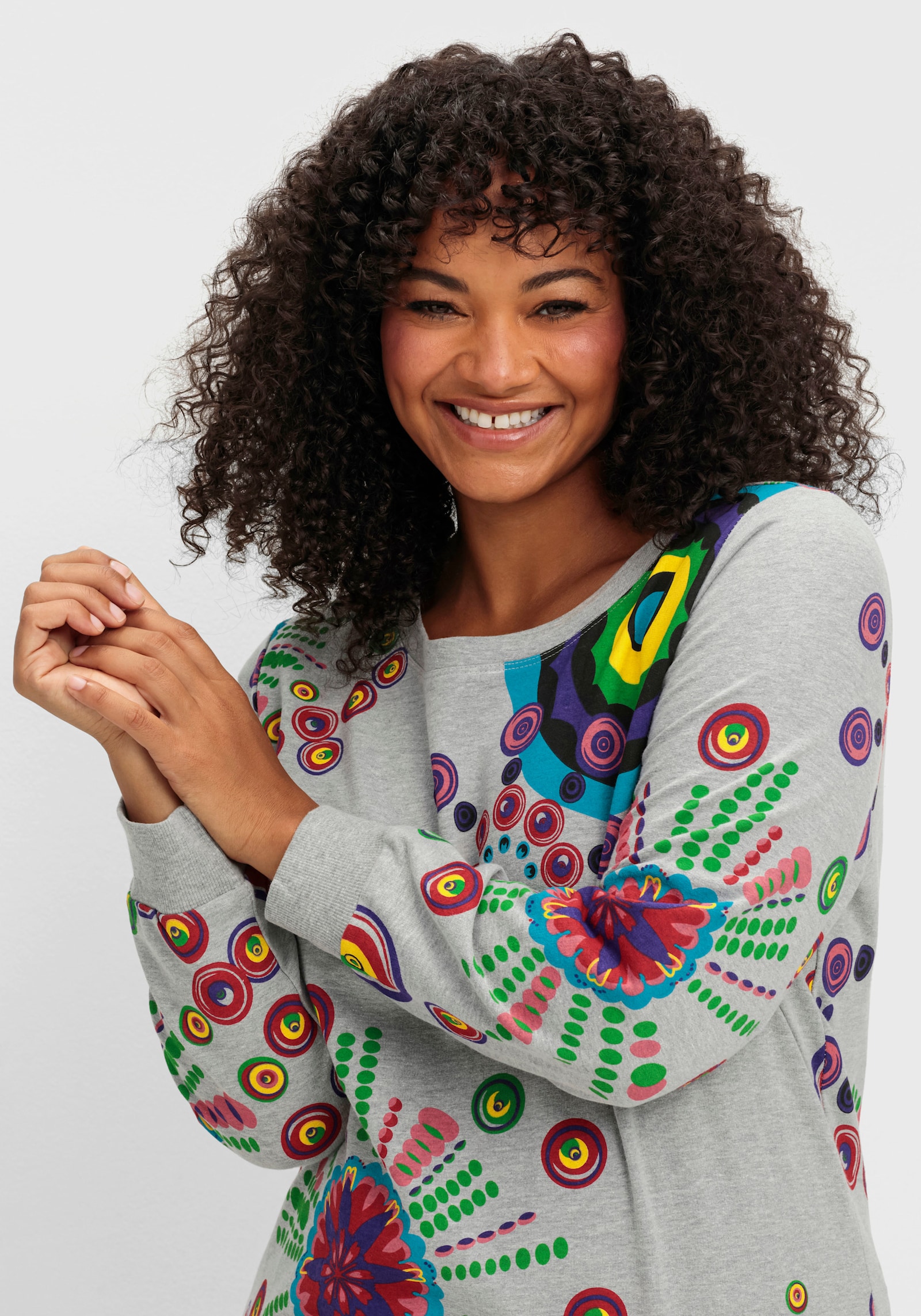 Sweatshirt mit grafischem Druck - grau-meliert bedruckt