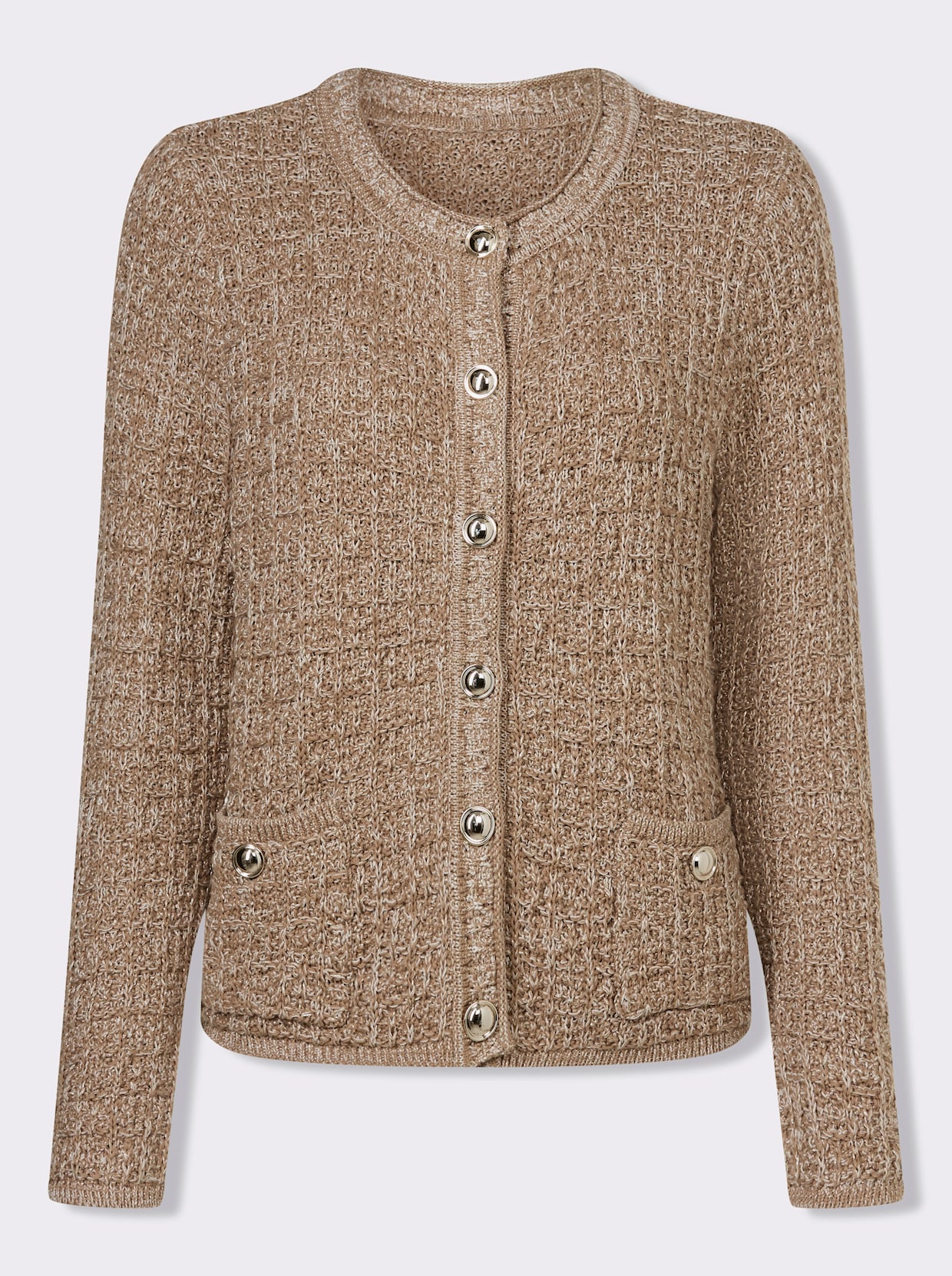 Strickjacke - camel-ecru-meliert