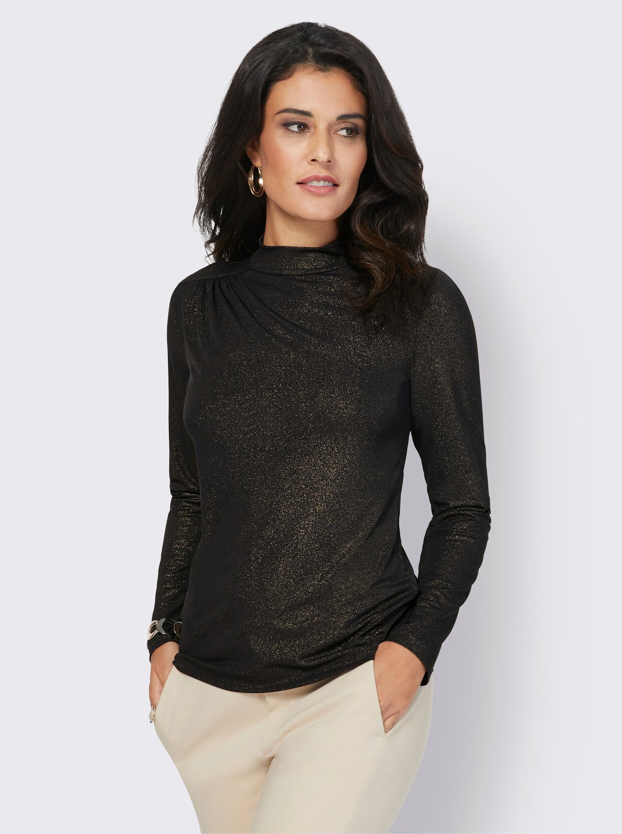 Shirt met opstaande kraag - zwart