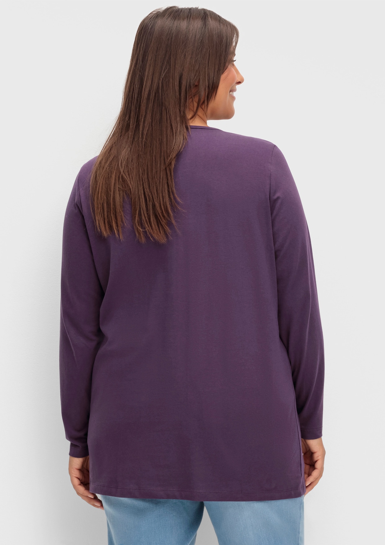 Longshirt mit aufgesetzten Taschen - pflaume
