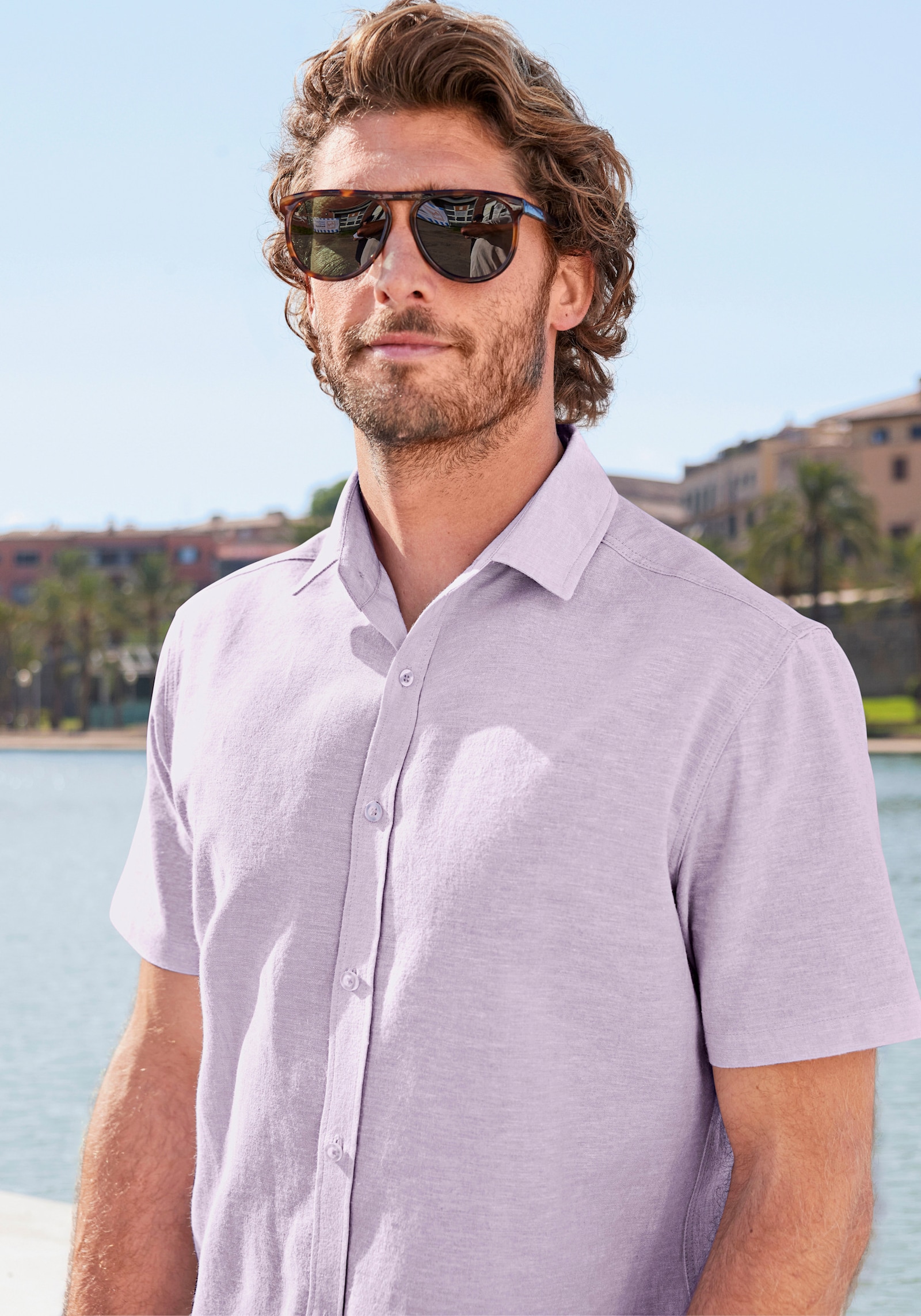John Devin Kurzarmhemd - lila