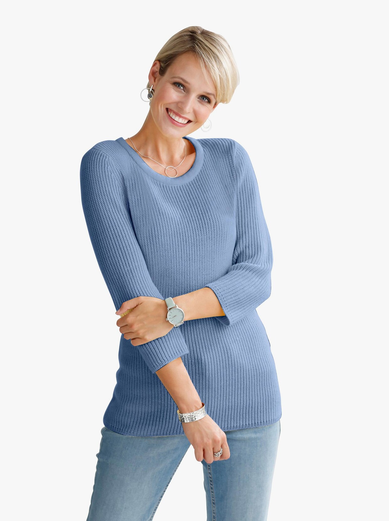 Pletený pulóver - modrá