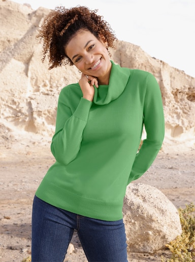 Rollkragenpullover aus weichem Feinstrick - apfel