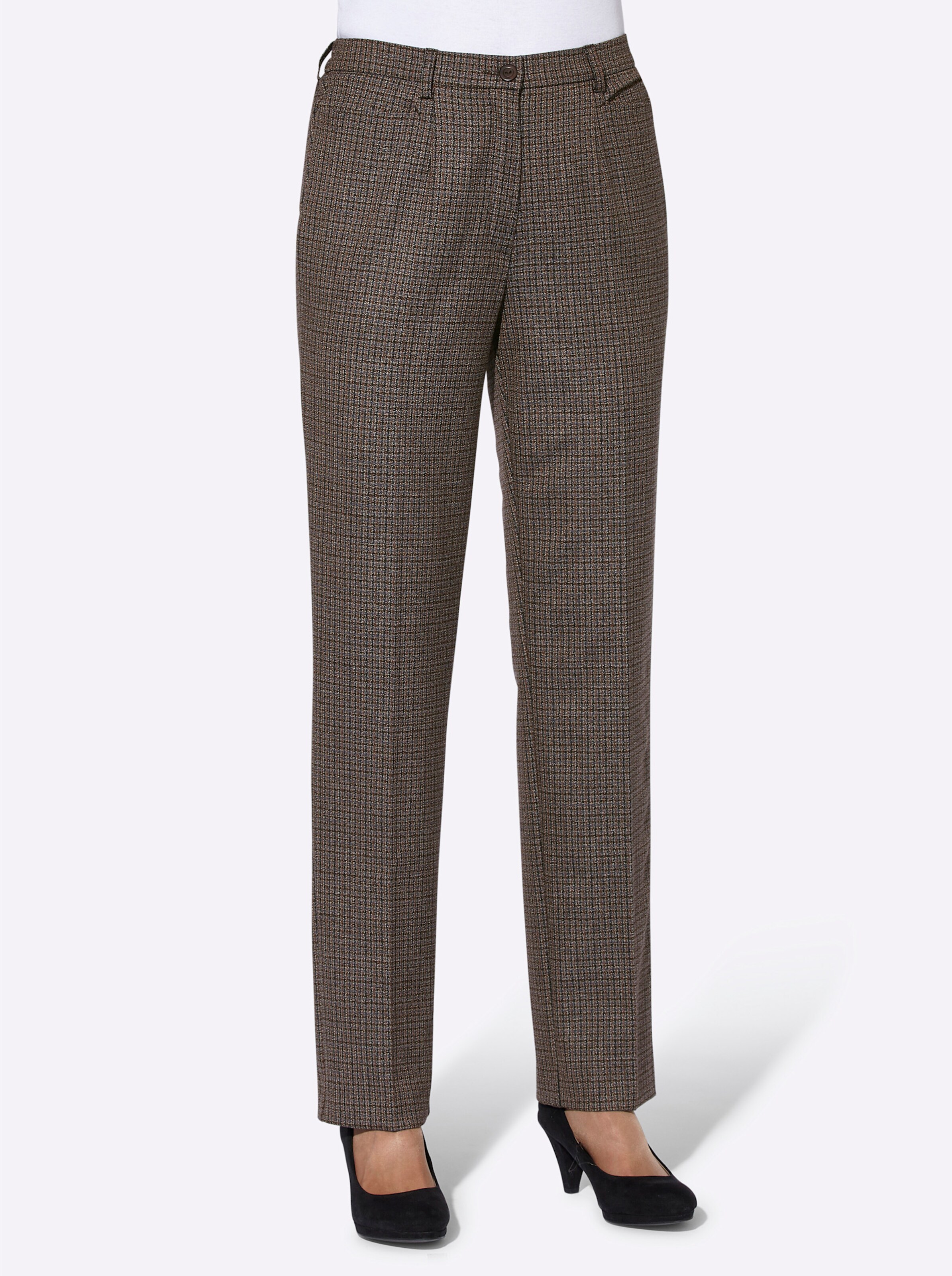 Witt Weiden Damen Bügelfaltenhose schwarz braun kariert  - Onlineshop Witt Weiden