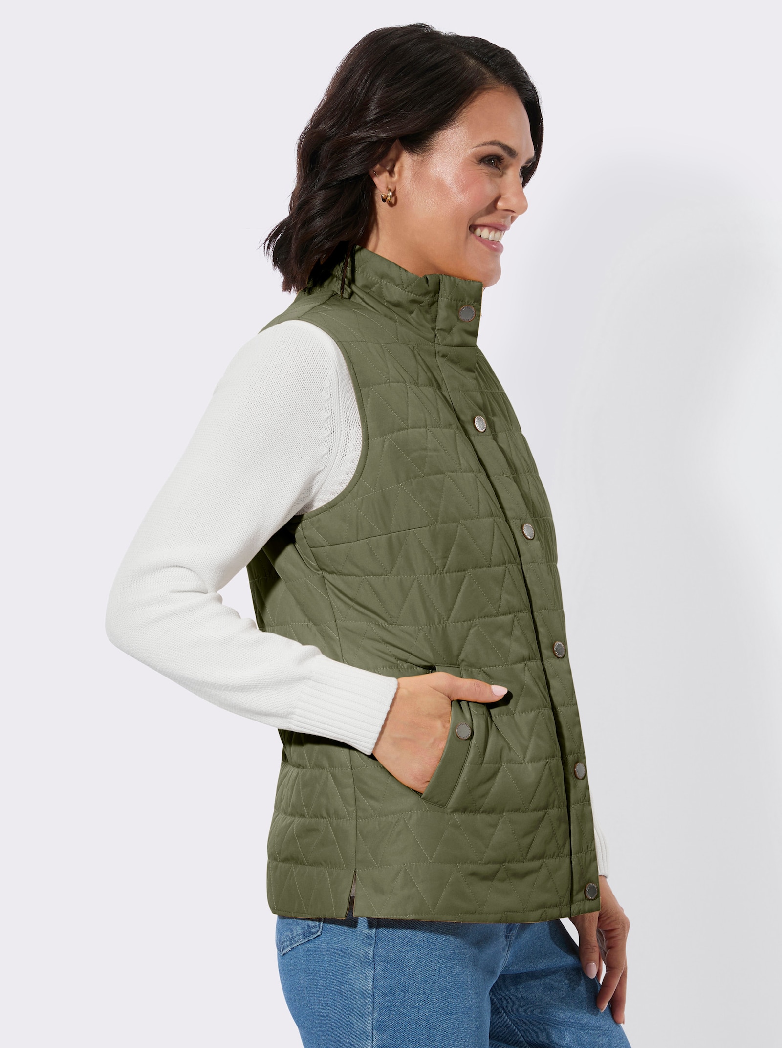 Steppweste mit Stehkragen - oliv