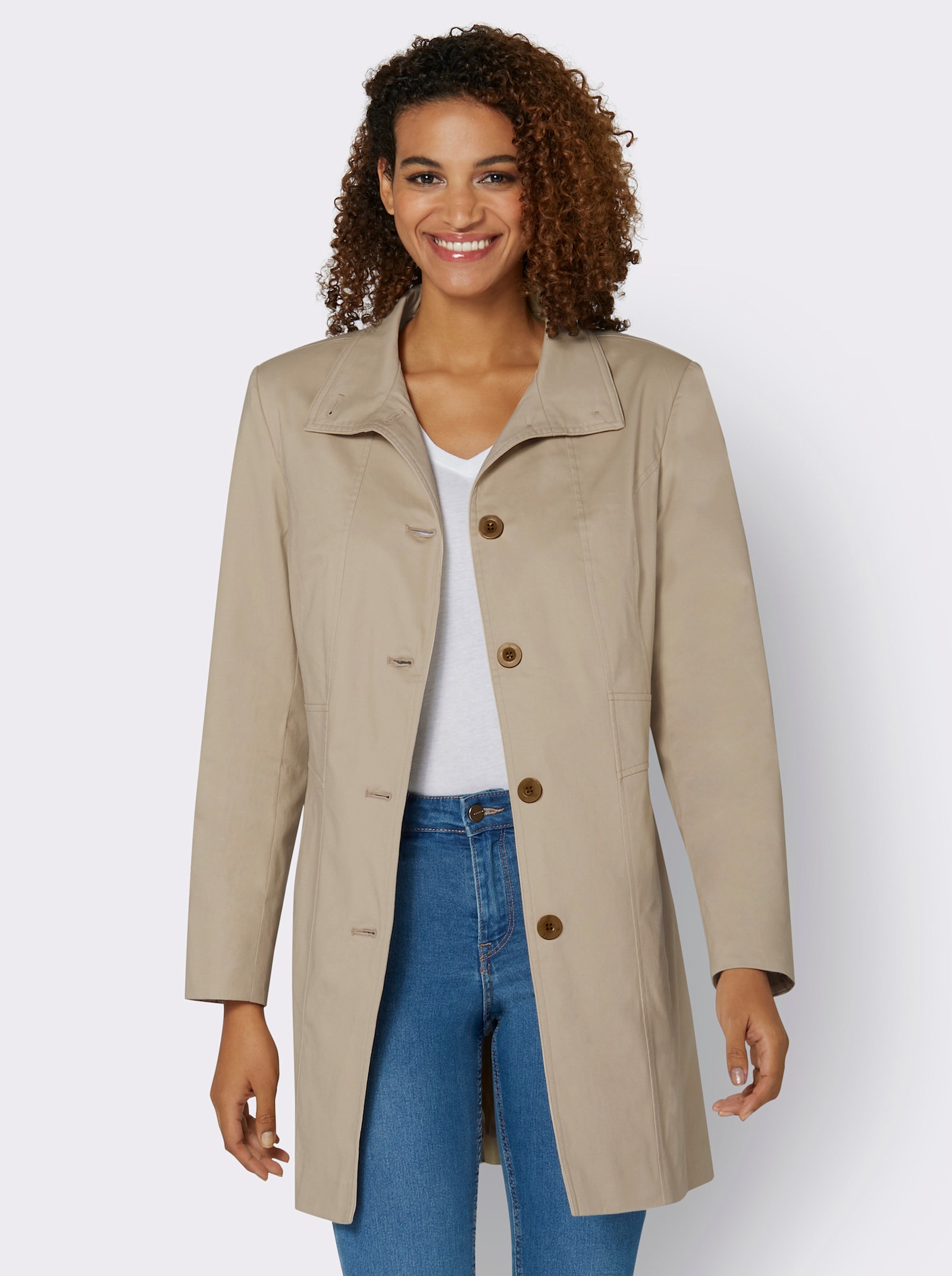 Jacke mit variablem Kragen - beige