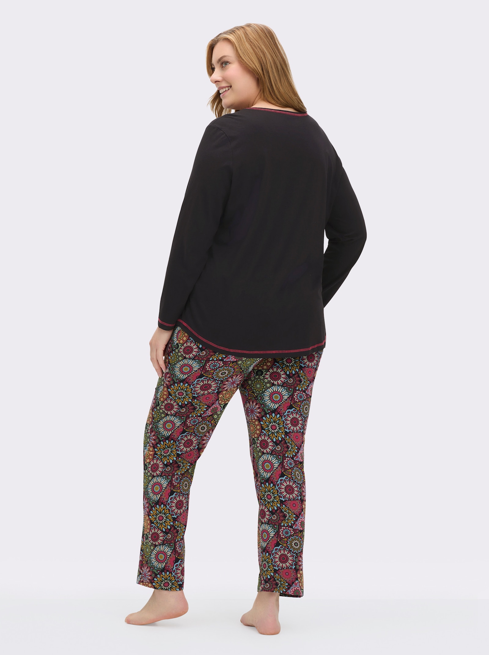 wäschepur Schlafanzug in Modal-Baumwoll-Qualität - schwarz-bedruckt