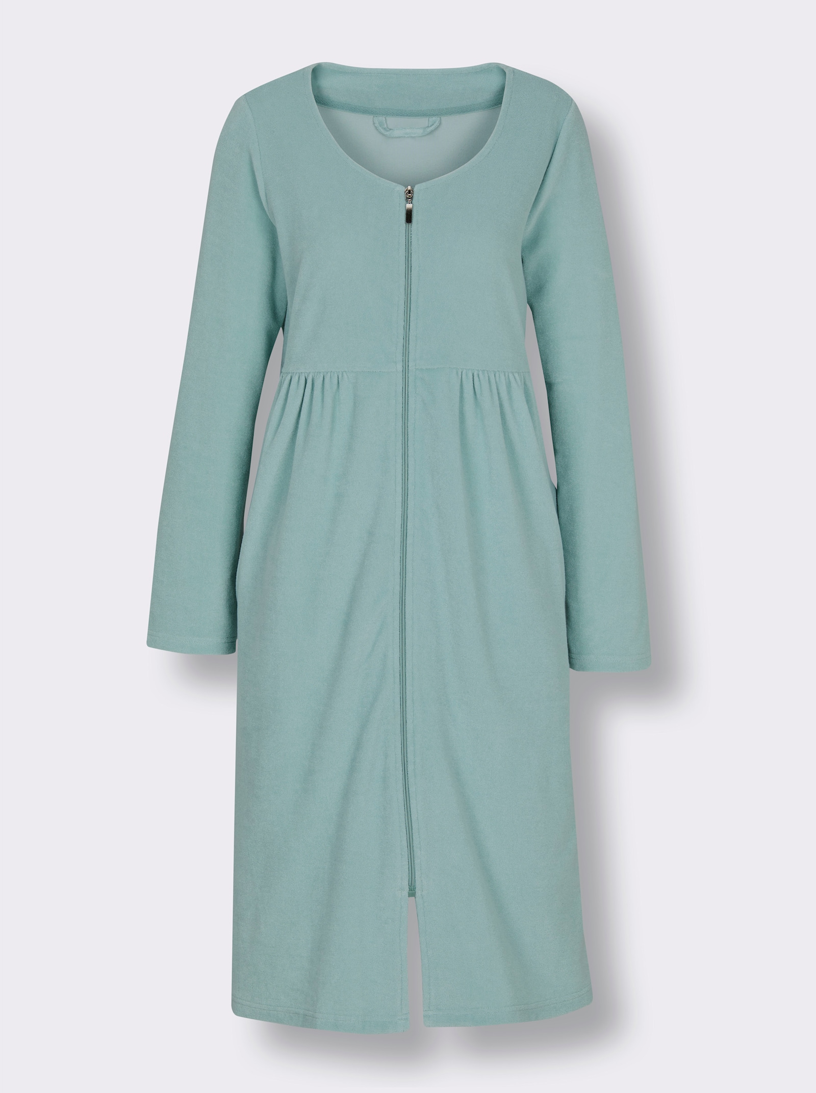 feel good Damenbademantel mit Reißverschluss - kalkmint