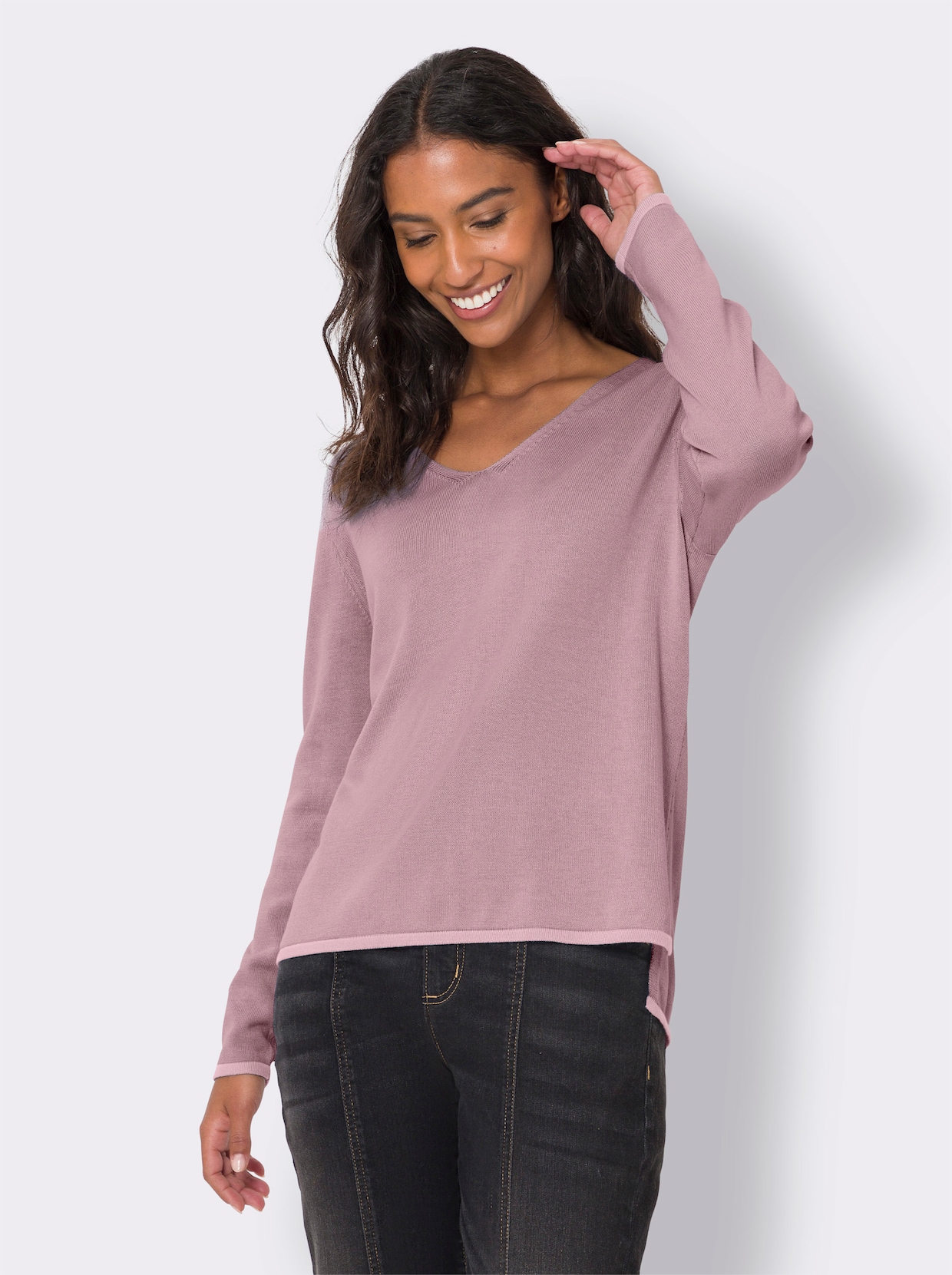 heine Pullover - mauve-hellrosé-gemustert