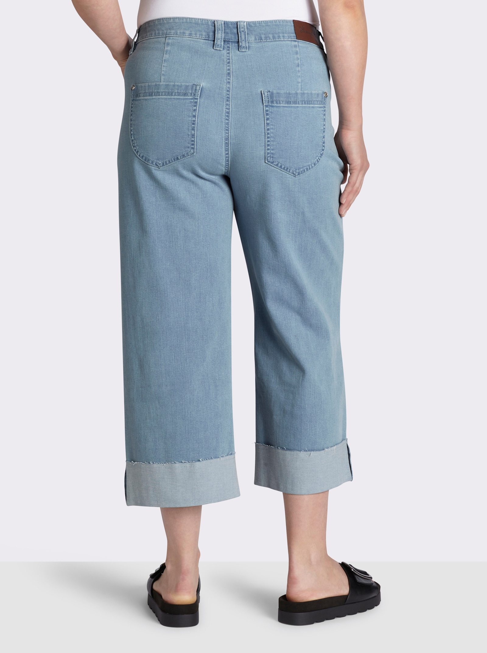 sheego 7/8-Jeans mit breitem Saum-Umschlag - blue-bleached