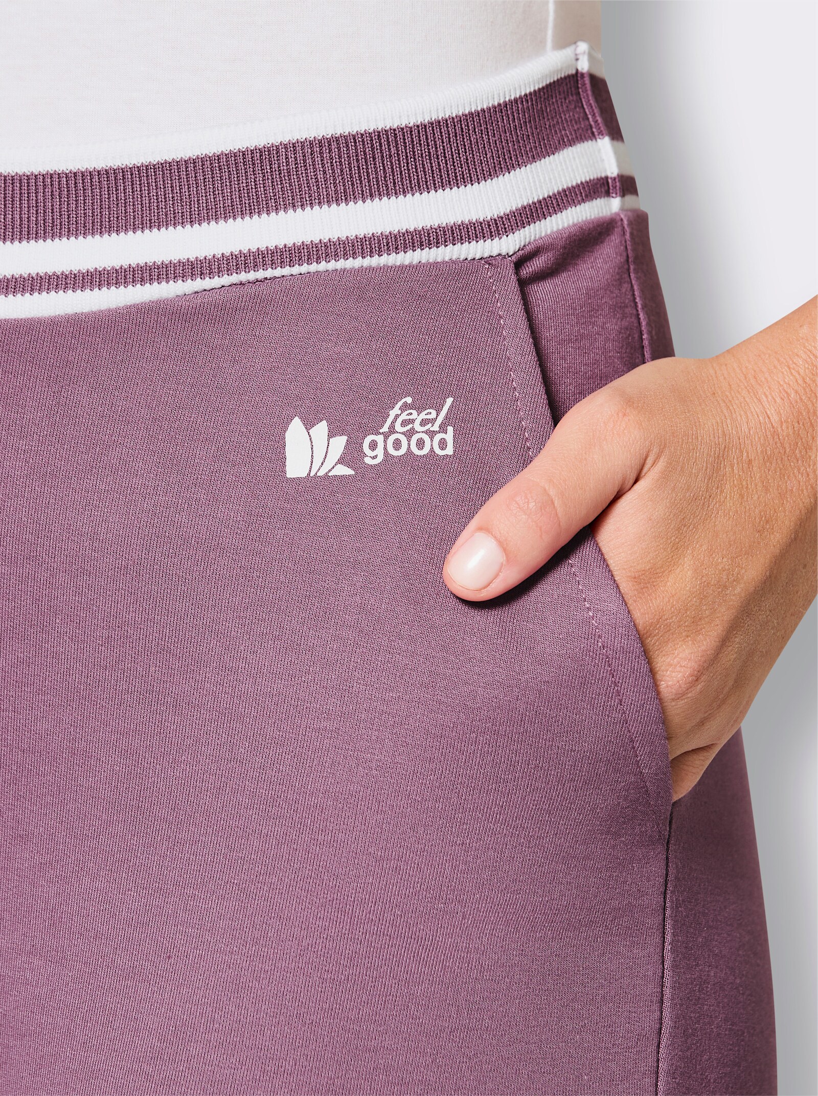 feel good Dehnbund-Hose aus Sweatware - violett-weiß