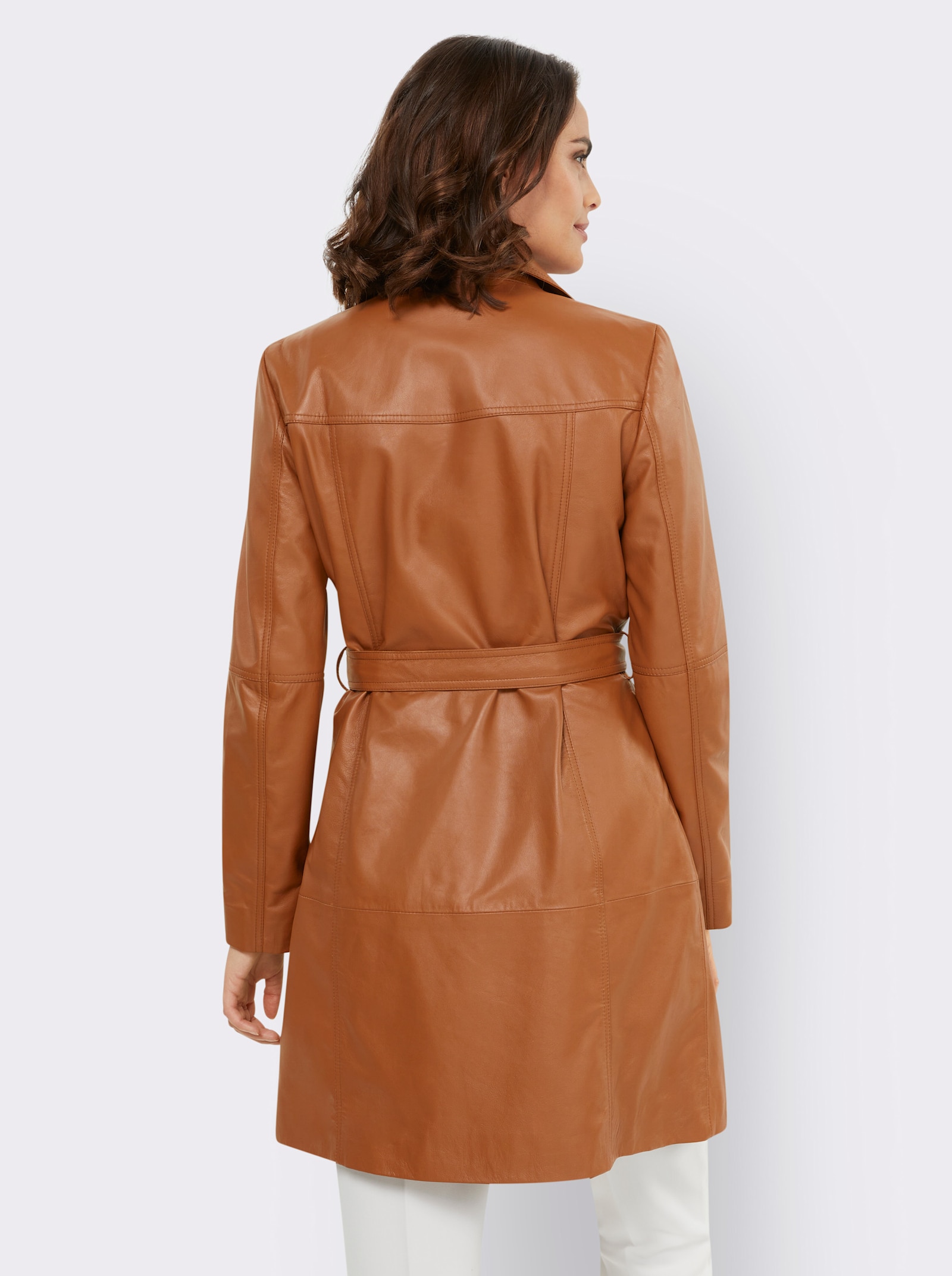 heine Ledermantel in Trenchcoat-Optik - cognac