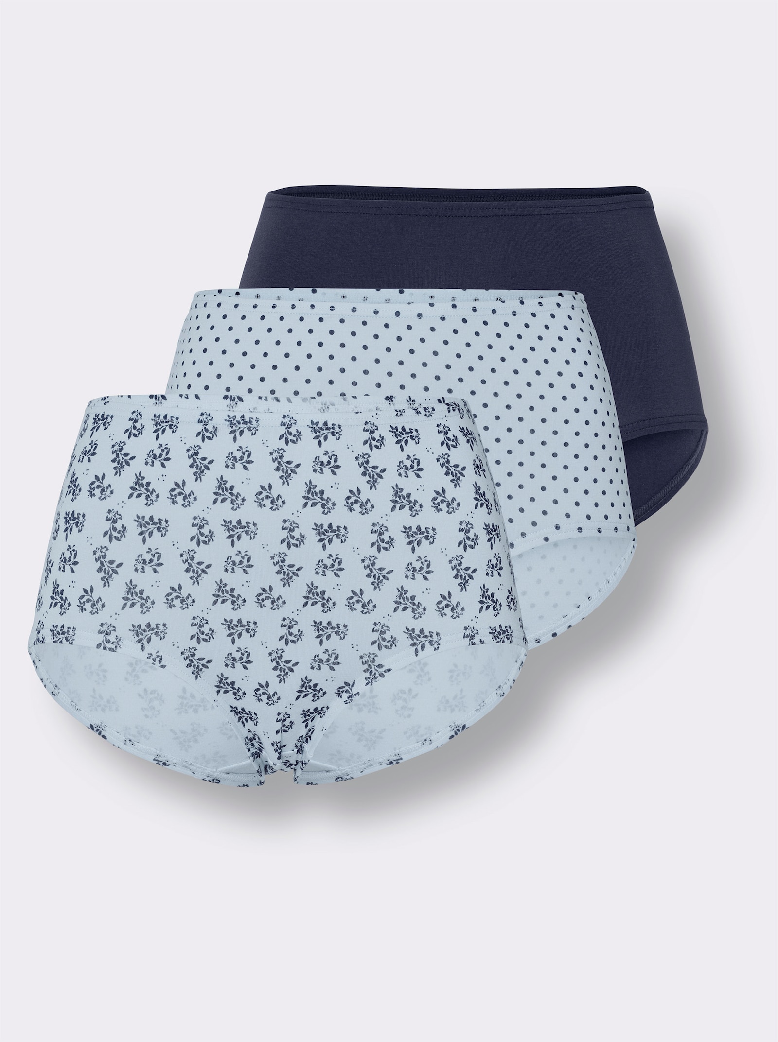 Taillenslip mit Baumwollzwickel - nachtblau-hellblau