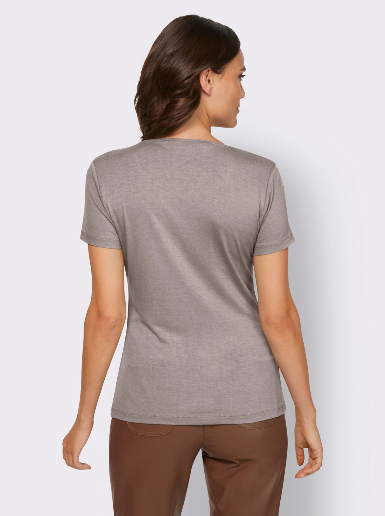 heine Rundhals-Shirt - taupe