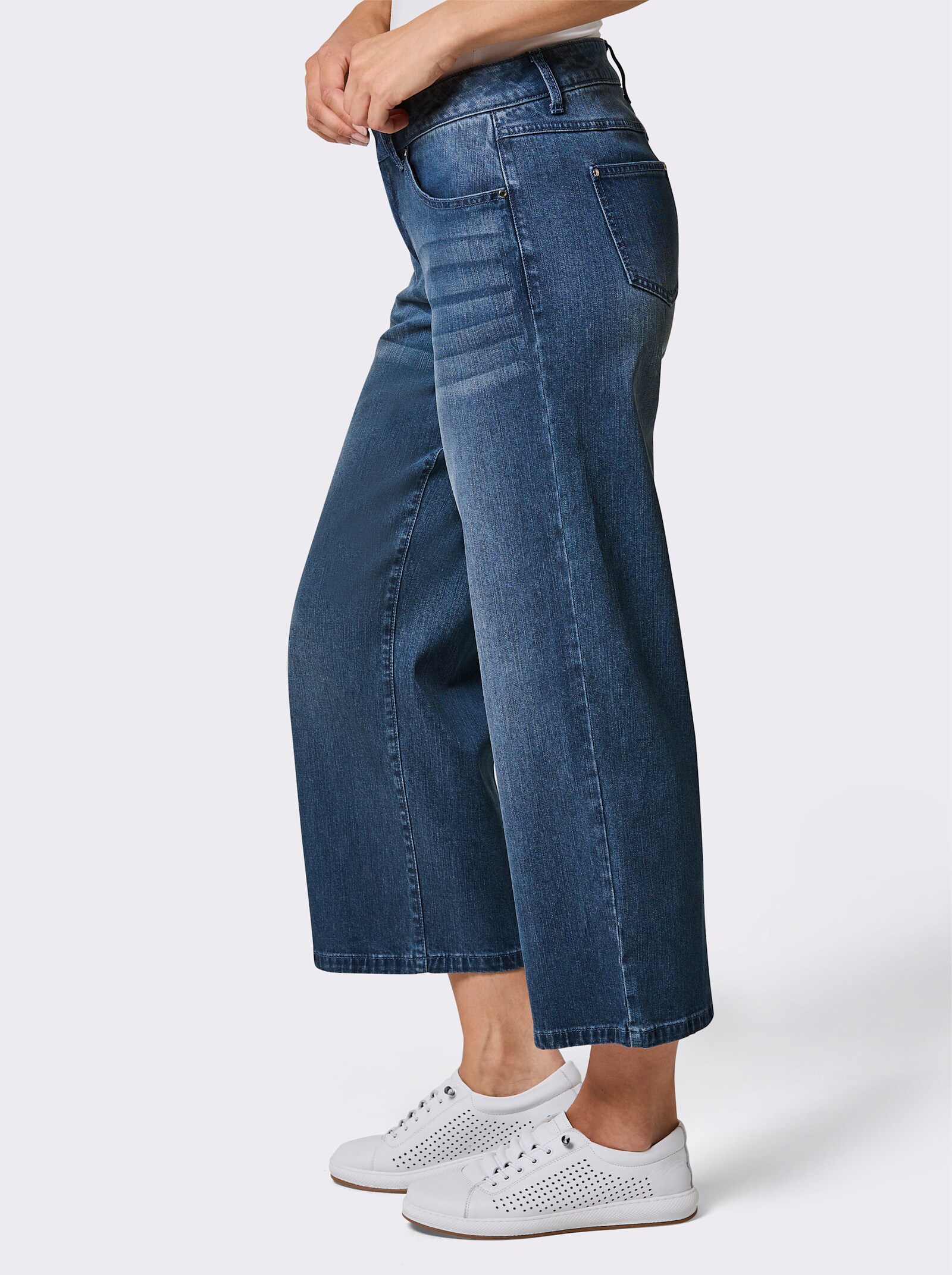 CREATION L PREMIUM Stretch-Jeans mit Stickerei - blue-stone-washed