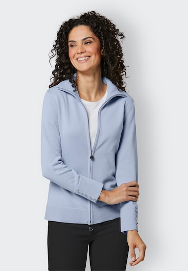 CREATION L PREMIUM Baumwoll-Strickjacke - eisblau