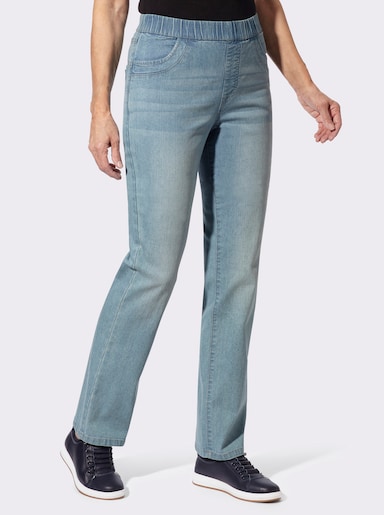 Schlupfjeans mit geradem Bein - blue-bleached