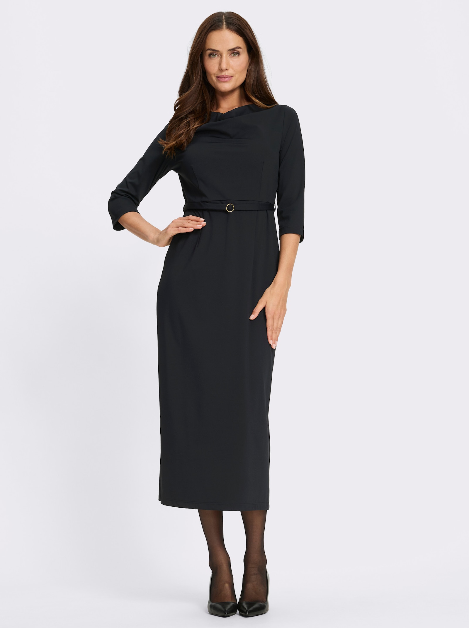 heine Jerseykleid mit Gehschlitz hinten - schwarz