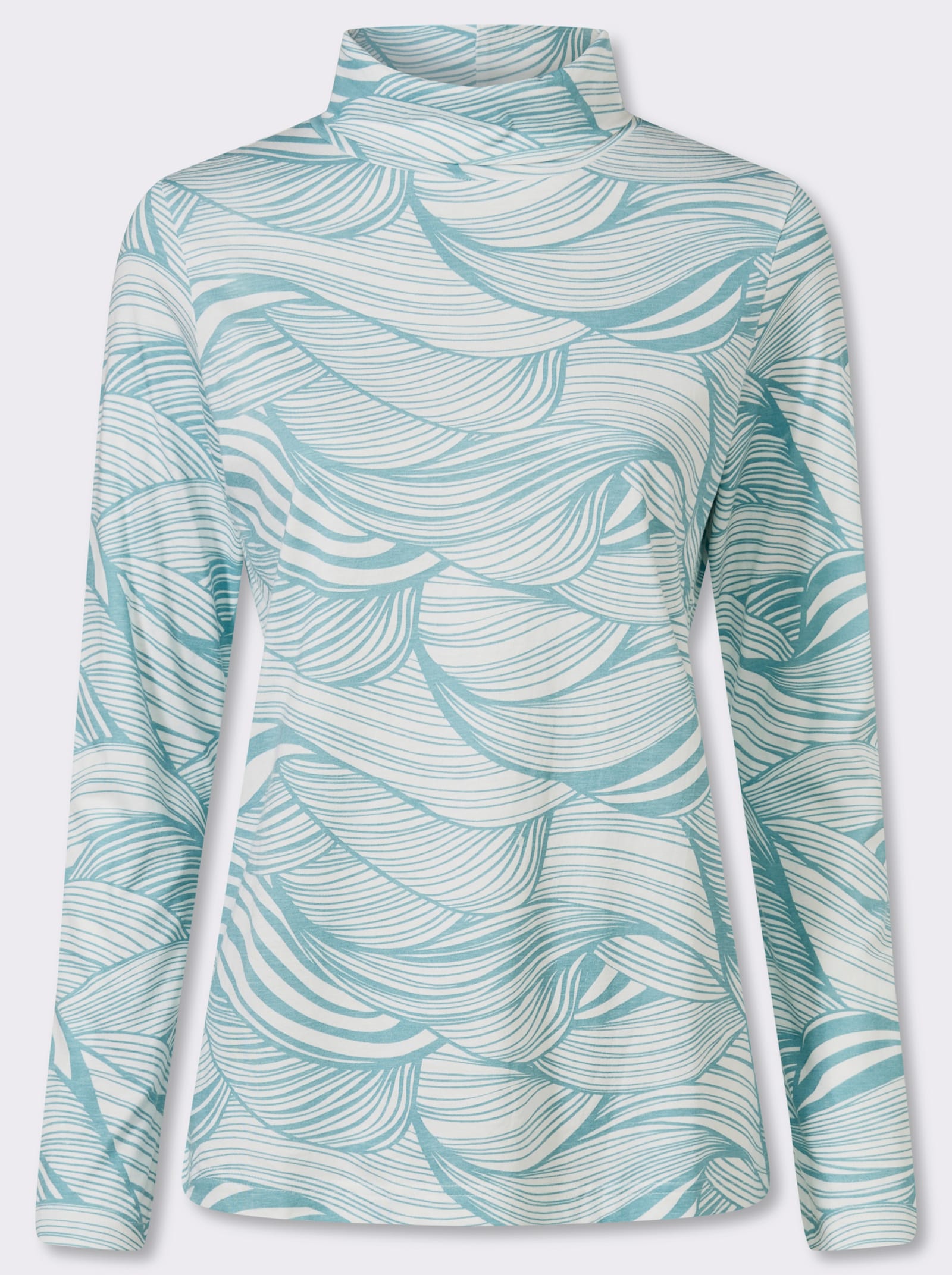 Rollkragenshirt aus reiner Baumwolle - ozean-ecru-bedruckt