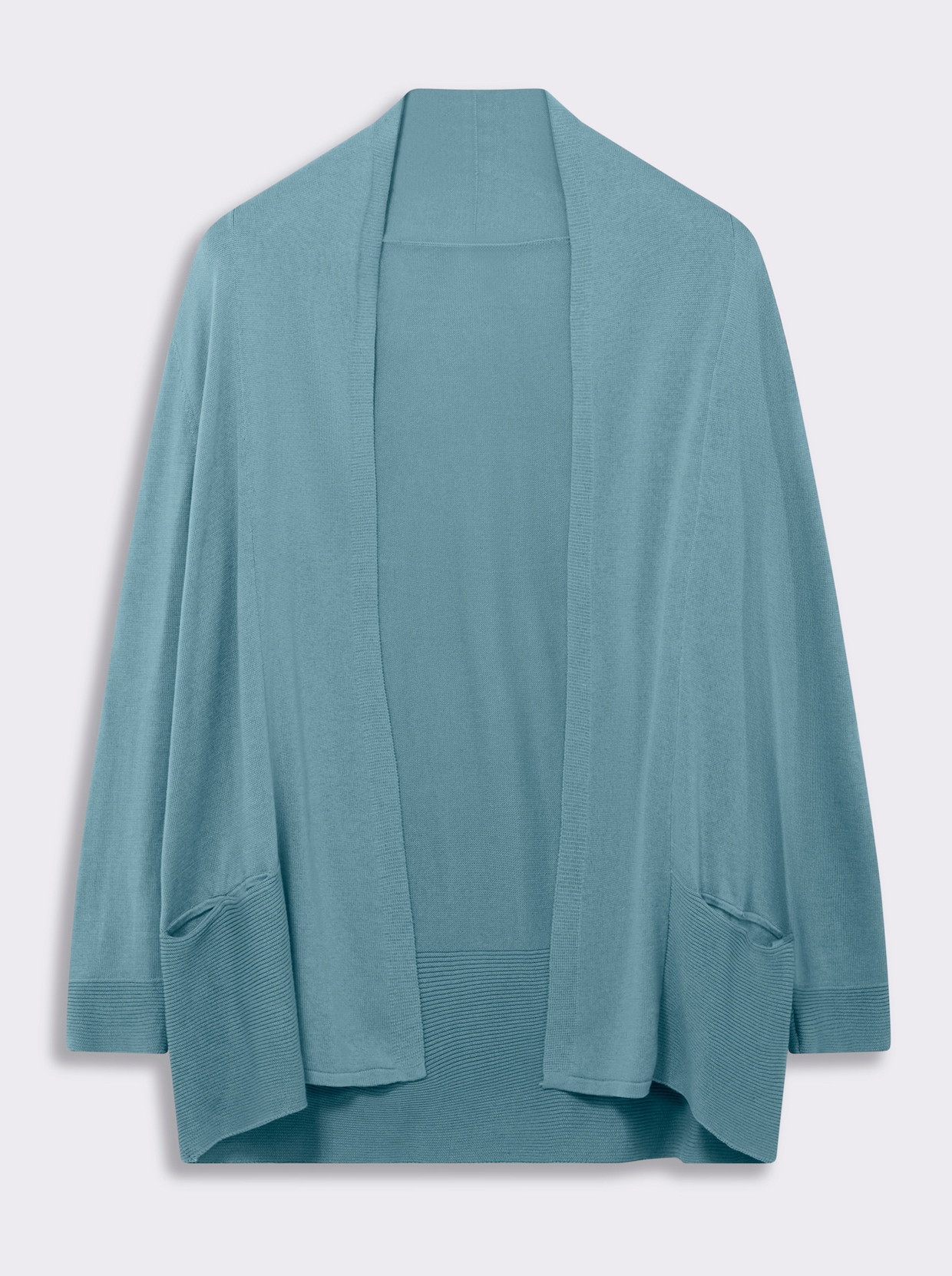 Longstrickjacke mit Schalkragen - wintertürkis