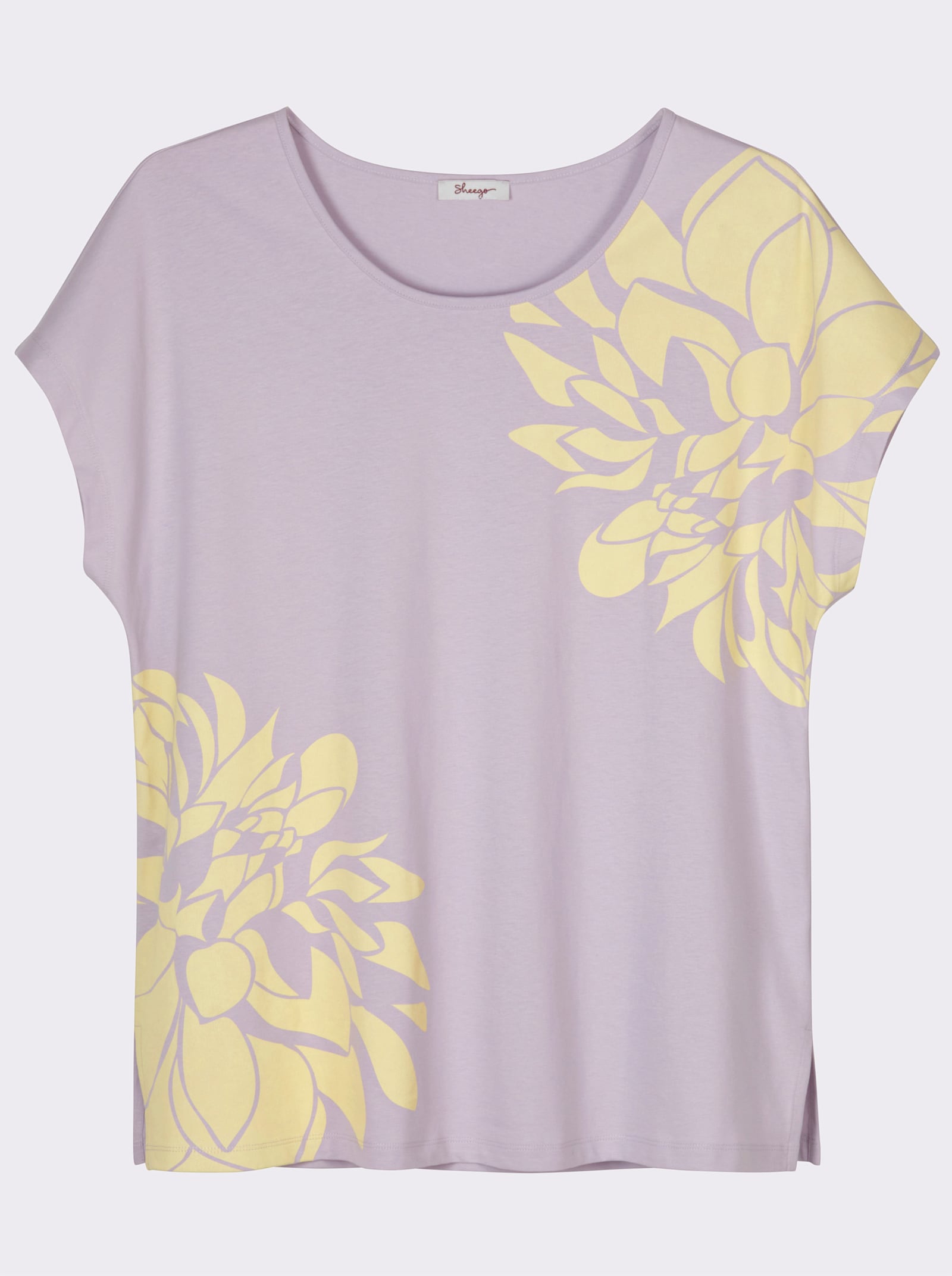 sheego Rundhalsshirt mit Blütenprint - flieder-vanille-bedruckt