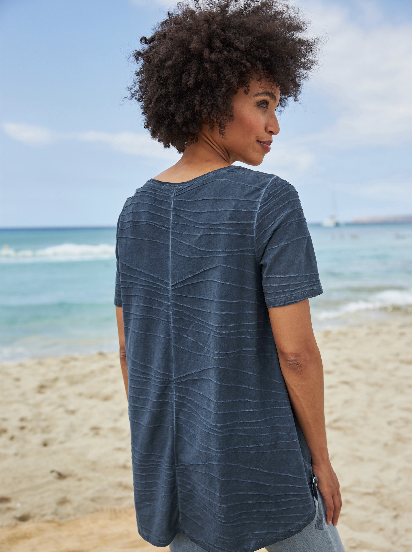 heine Longshirt in Oil-dyed-Optik - rauchblau