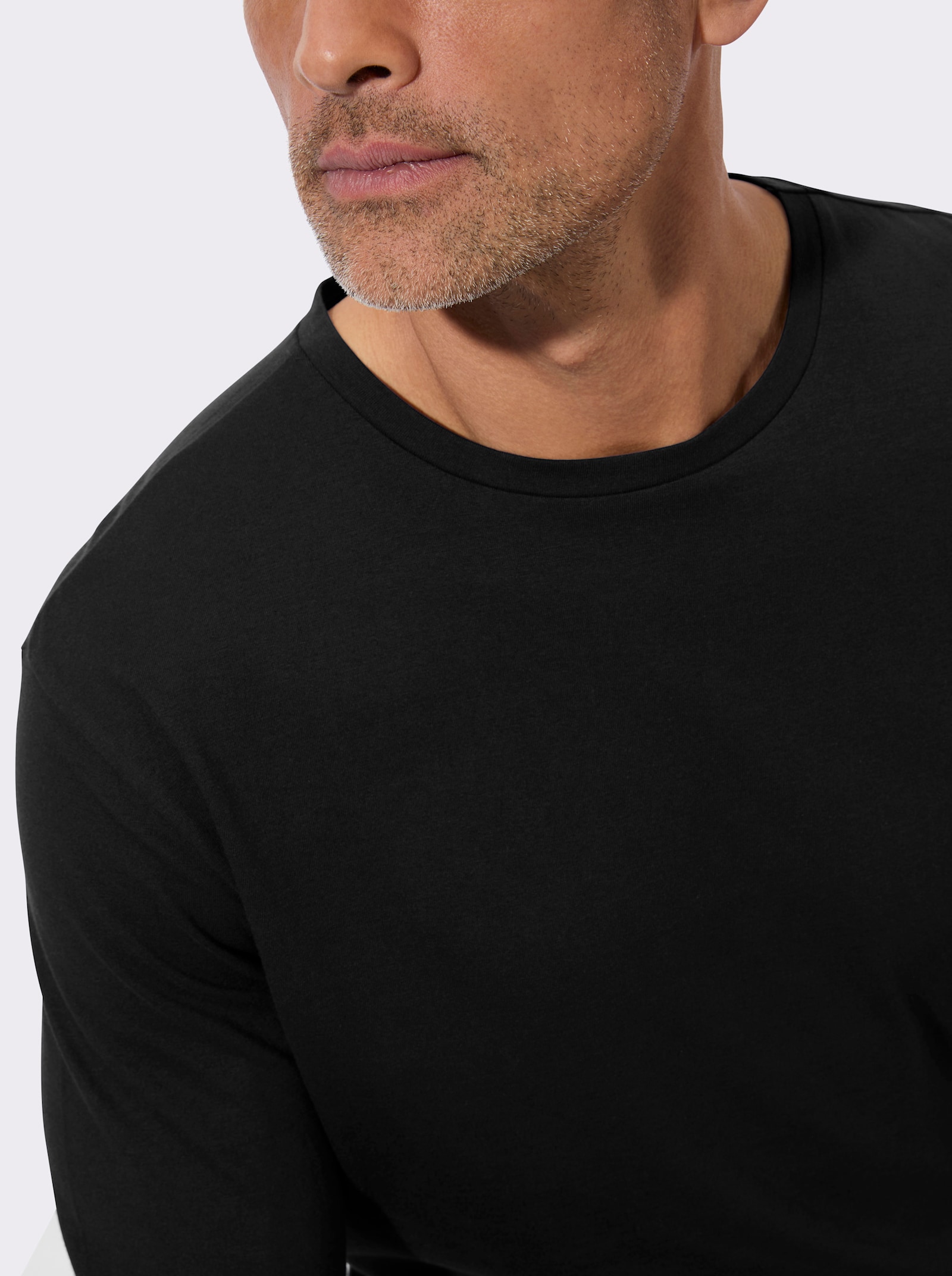 Langarmshirt aus reiner Baumwolle - schwarz